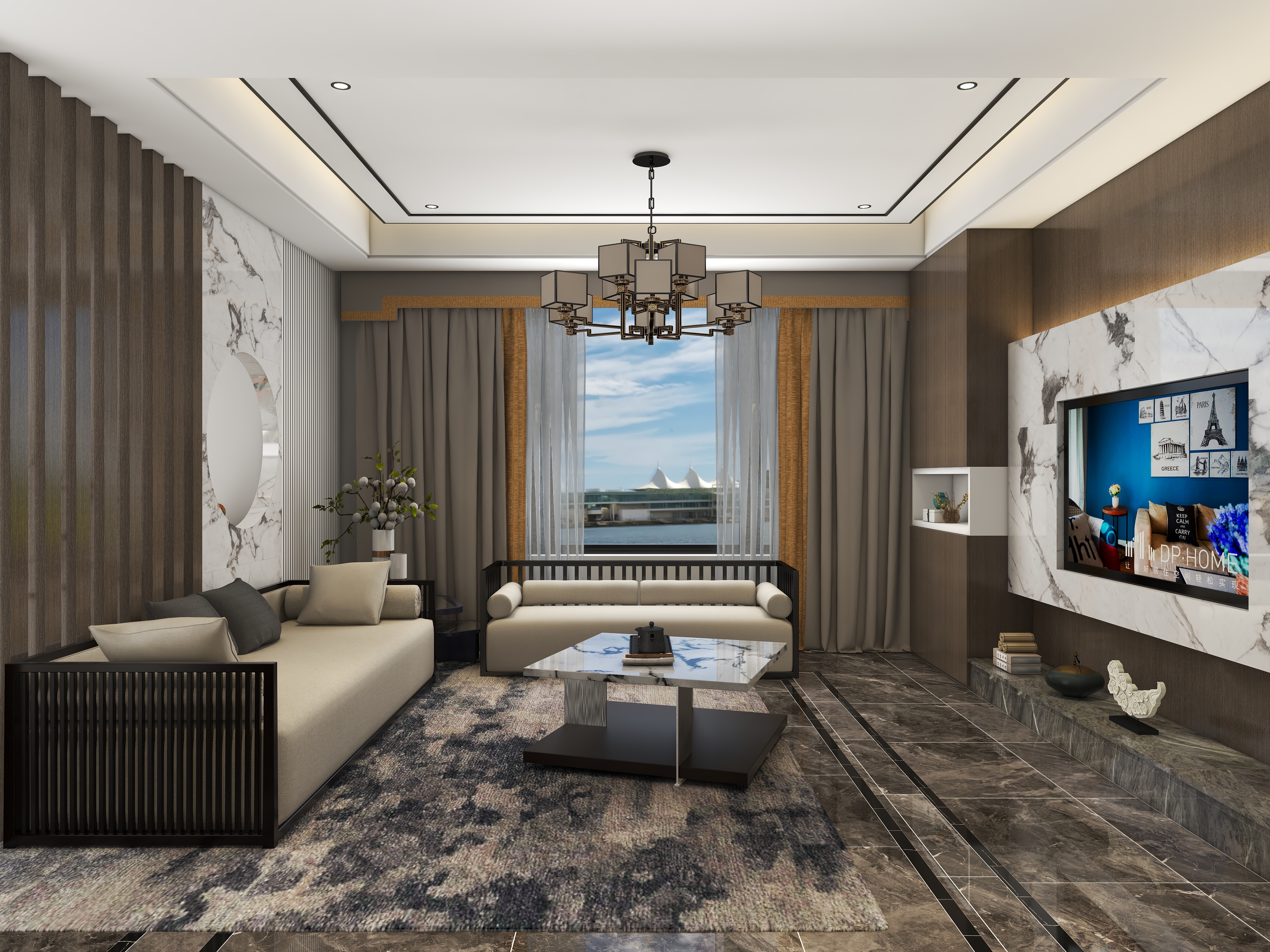 至简名设一钱春-新中式自建别墅设计【浩】装修效果图