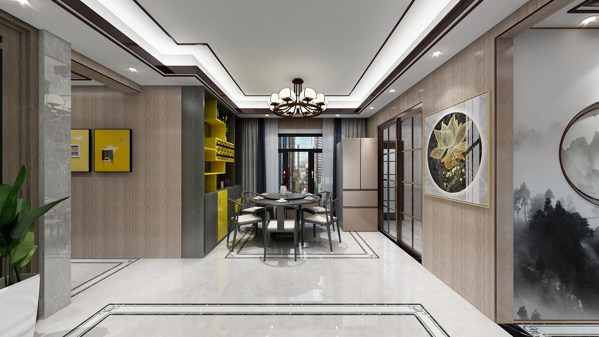 设计-星-海港城新中式与黄装修效果图