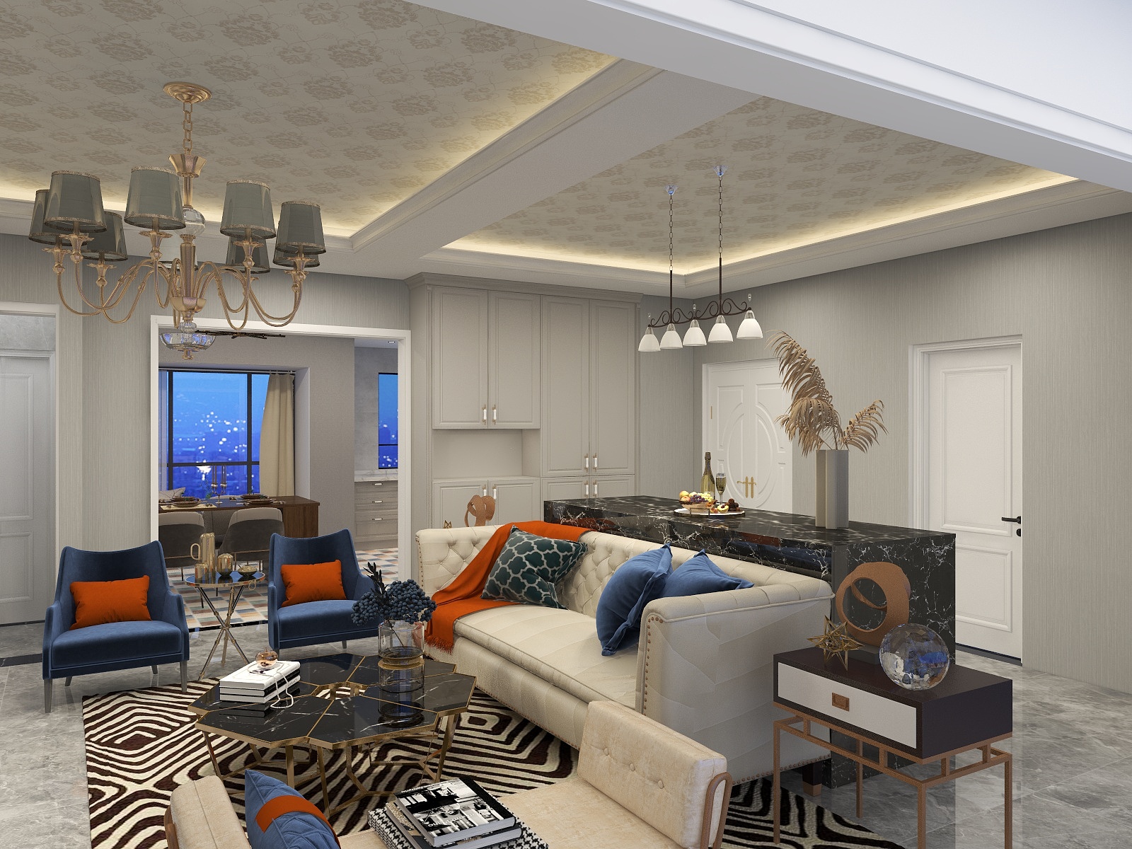 梦雾深处-美式3房装修效果图