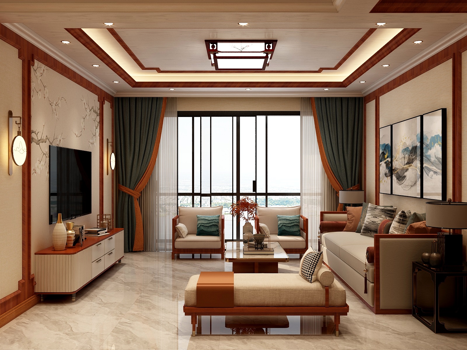 设计丨张超杰-中式（宁静）装修效果图