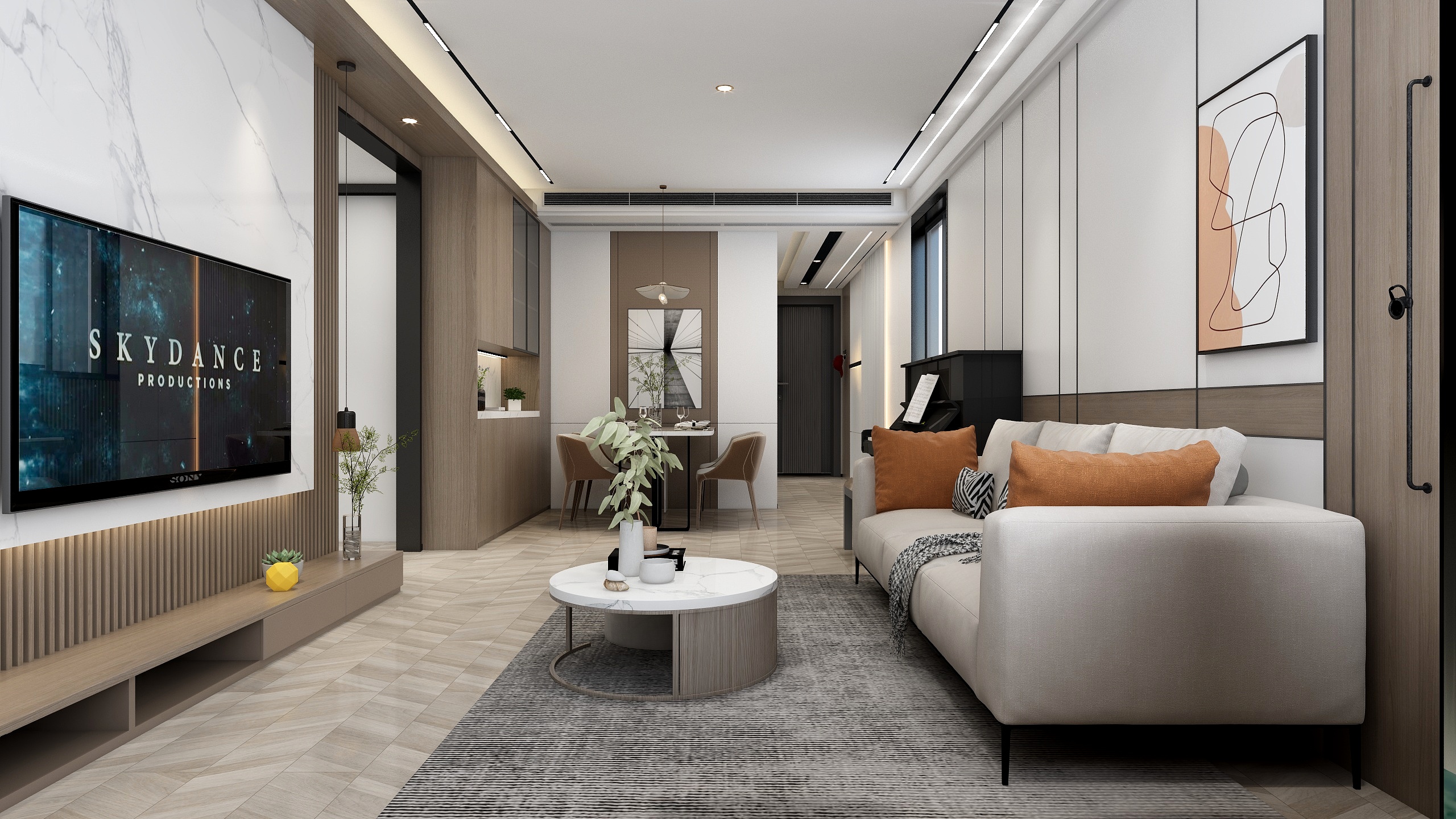 张煜强煜境设计-《敏》一98平米现代简约三房装修效果图