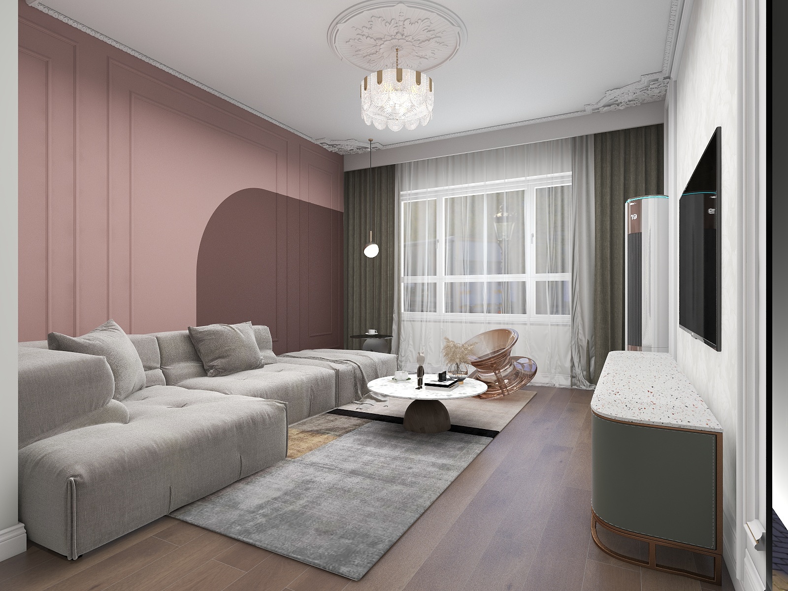 你郝开心-水岸名都88平米复古-装修设计方案