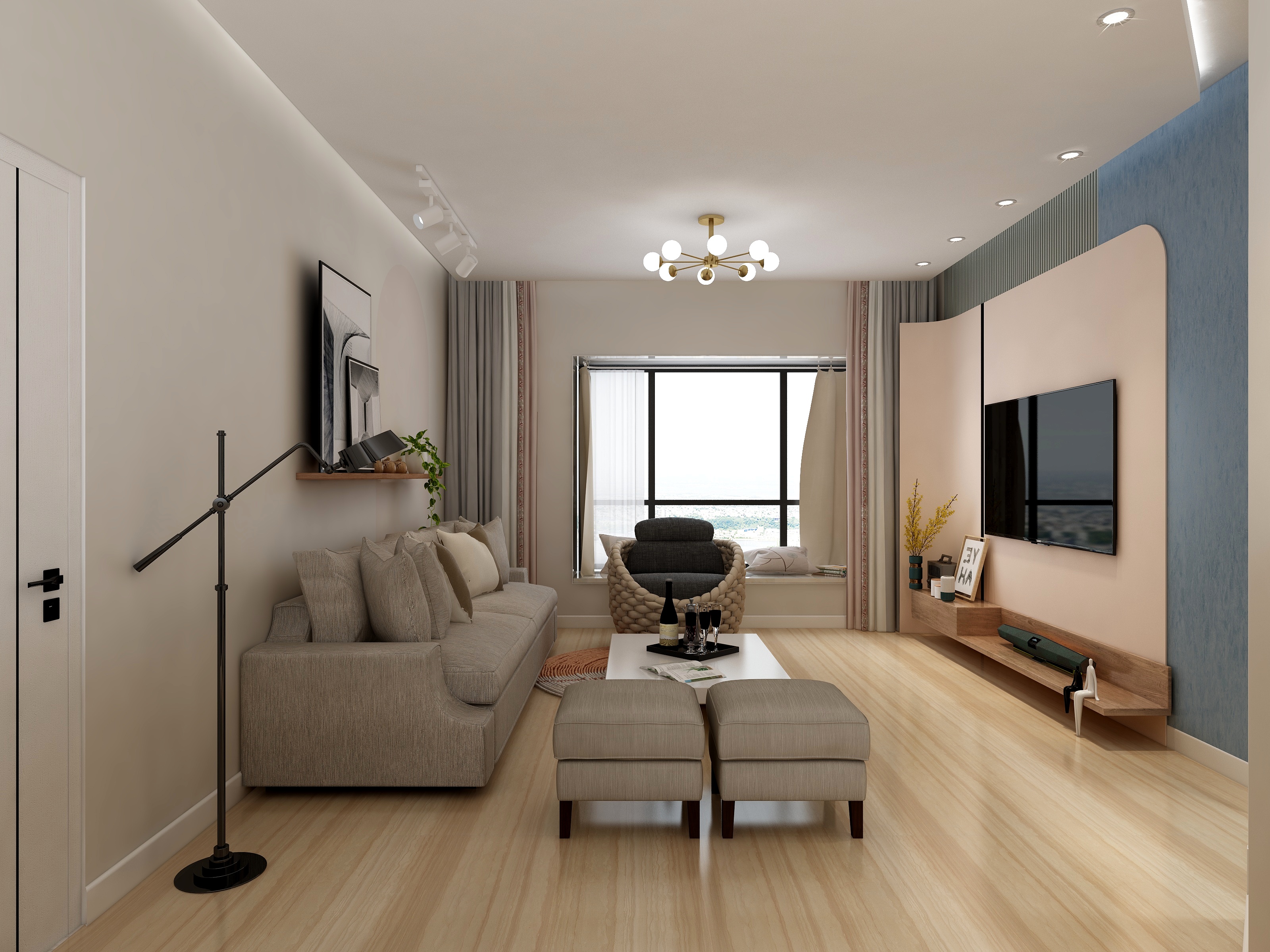 设计师牛鲜花-万龙净月上院三室两卫装修效果图