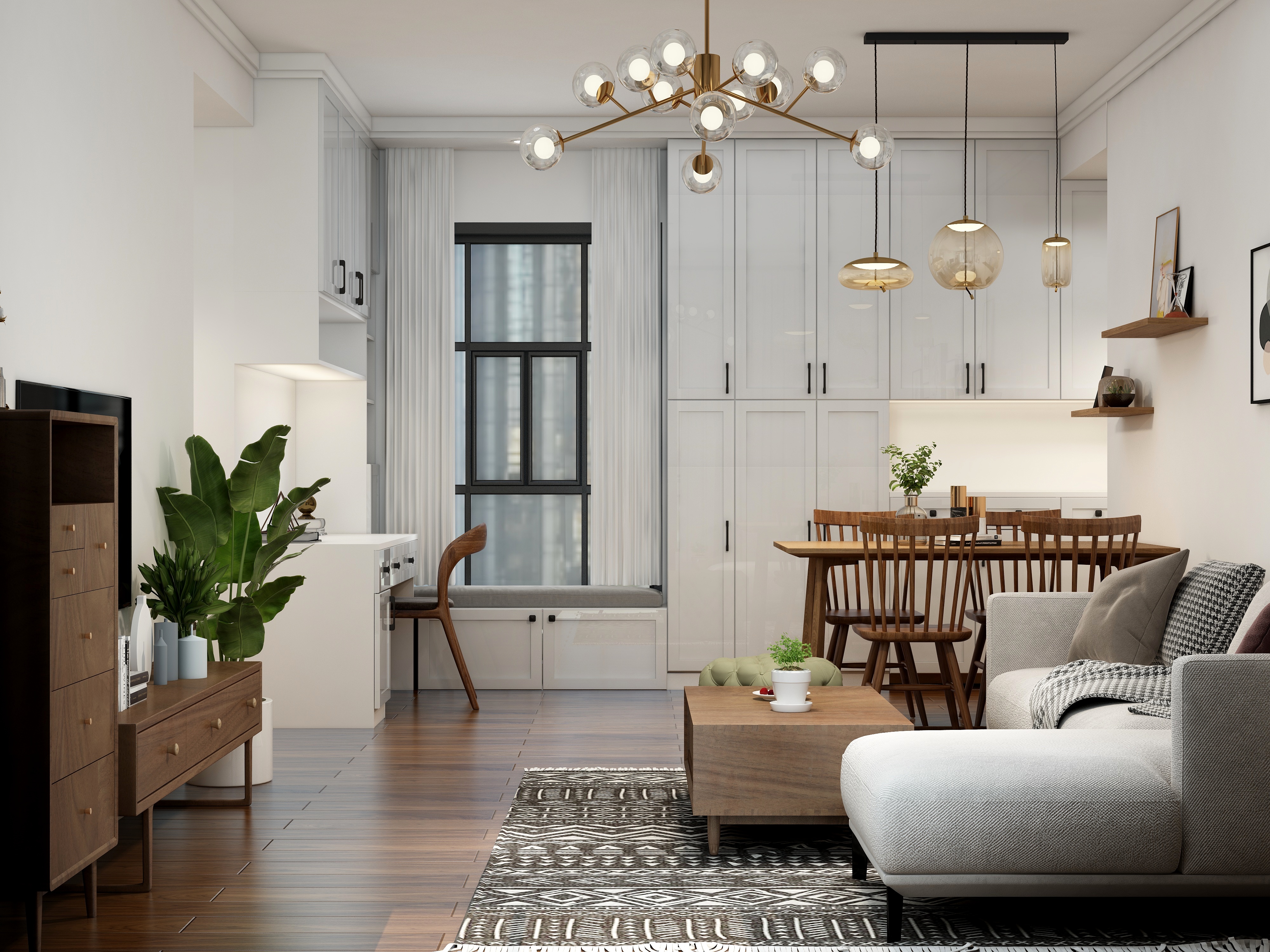 李佳洋-成都北欧风格86m²两房两厅装修效果图