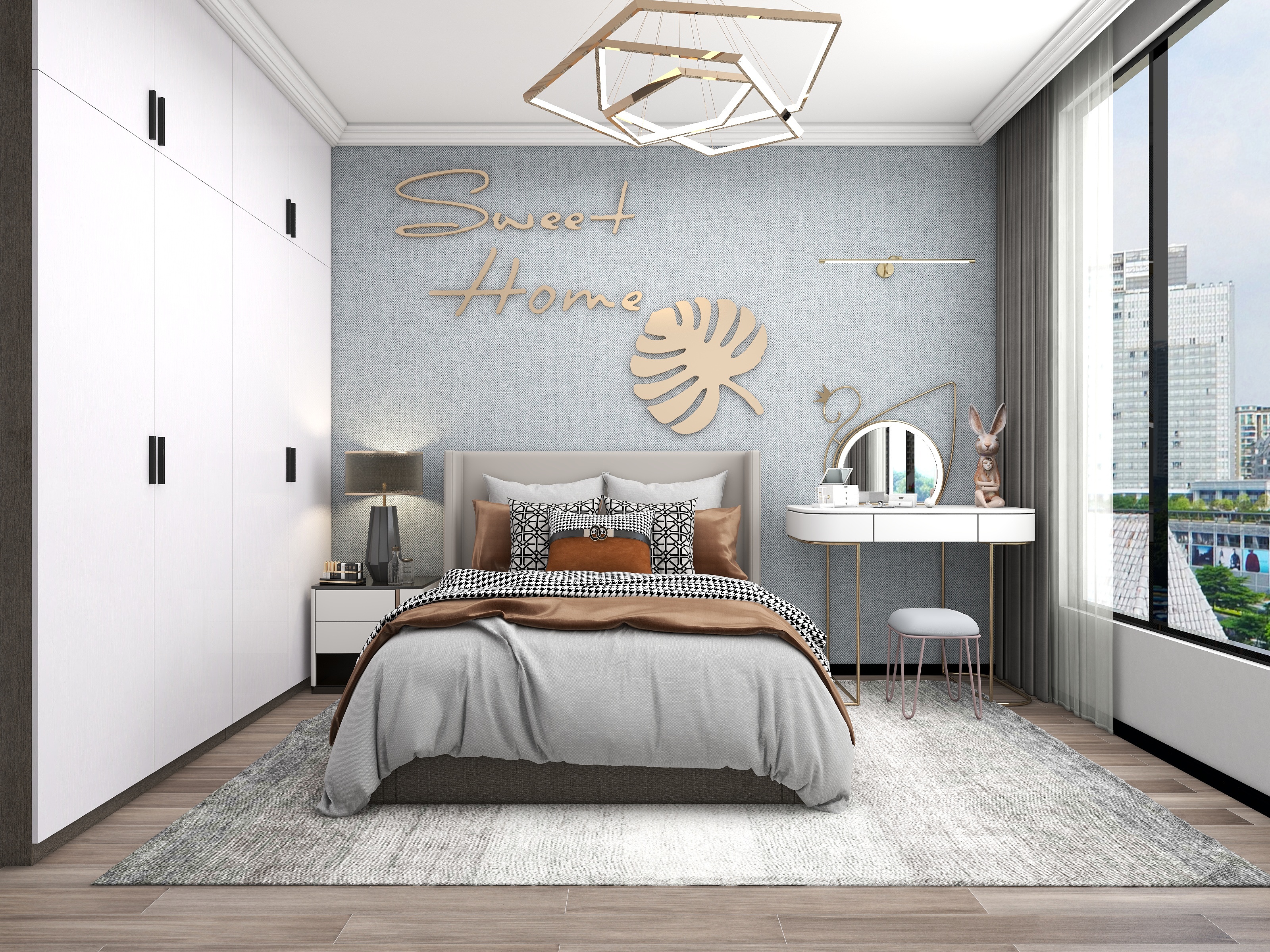 吴爽-现代简约风格两房设计装修效果图