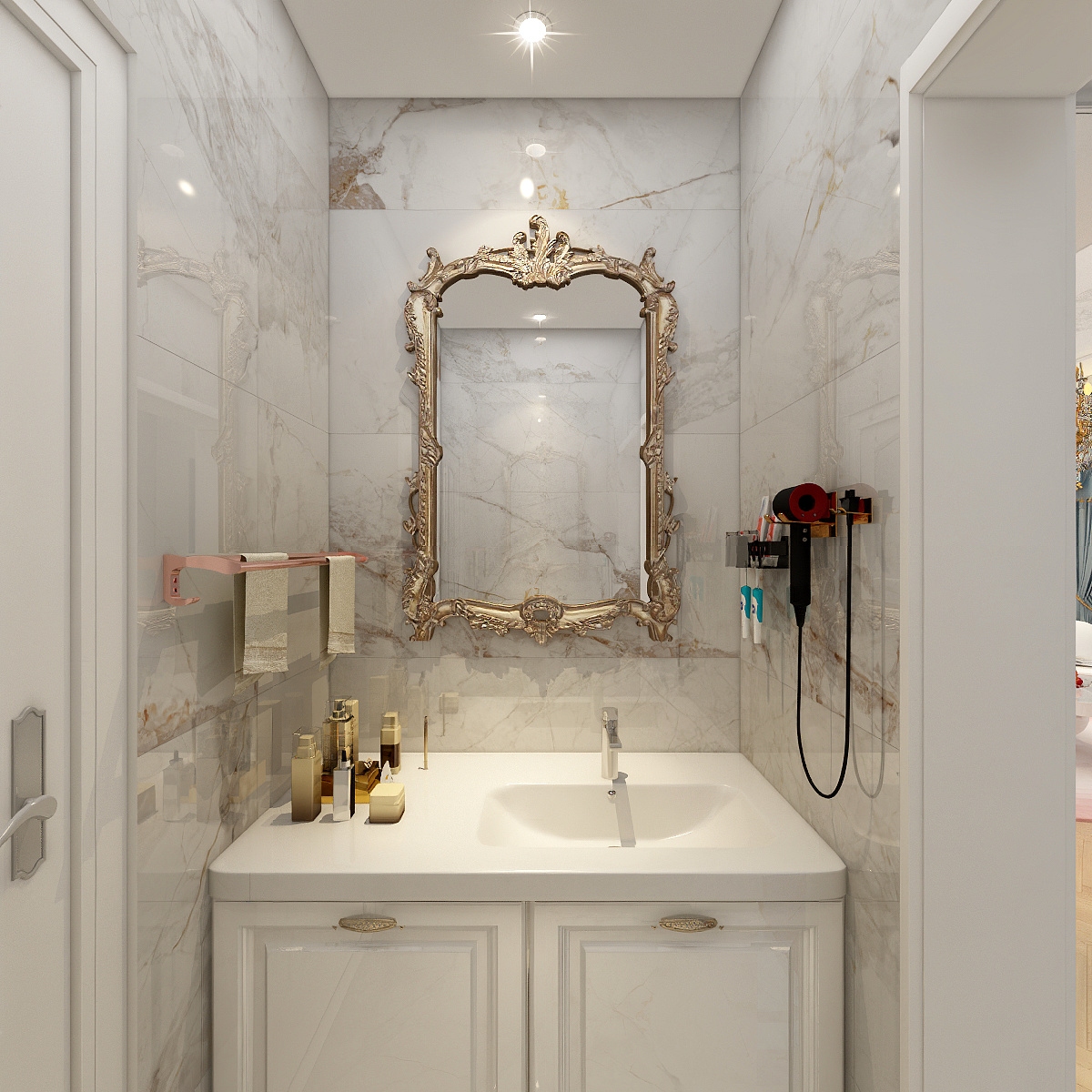 一八八啊九六五二二二五零-111平-法式三居室一层洗手区装修效果图第4张