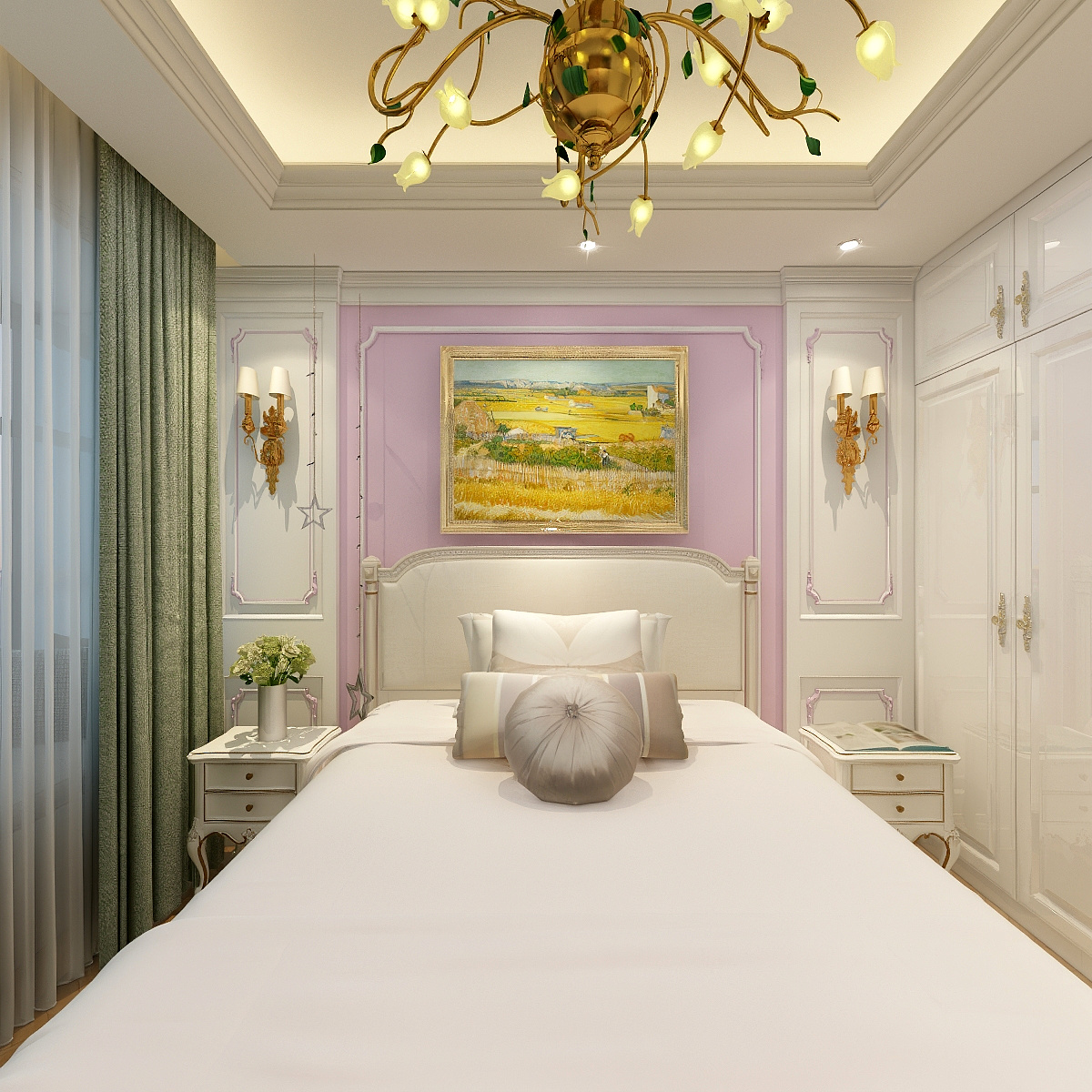 一八八啊九六五二二二五零-111平-法式三居室一层主卧装修效果图第4张