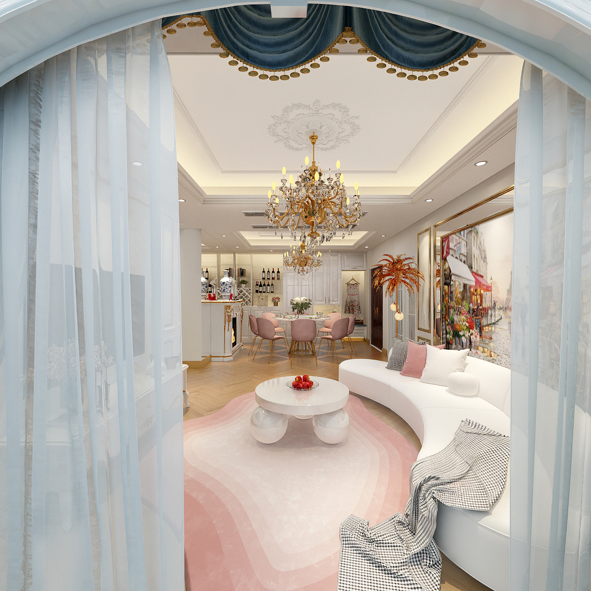 一八八啊九六五二二二五零-111平-法式三居室一层生活阳台装修效果图第3张