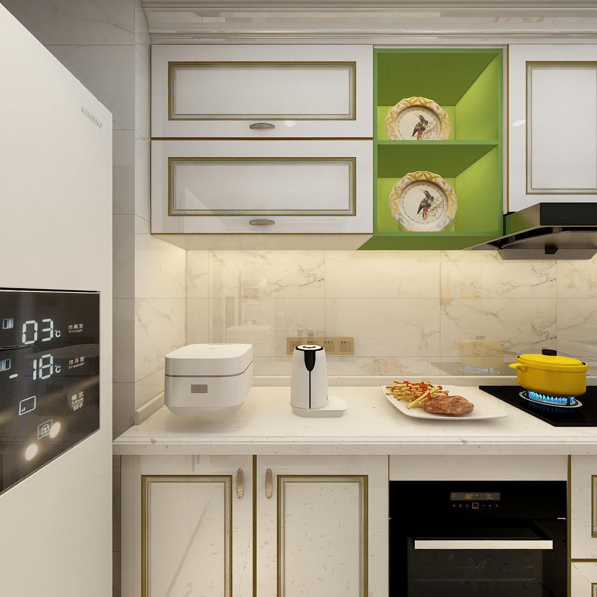 一八八啊九六五二二二五零-111平-法式三居室一层厨房装修效果图第3张