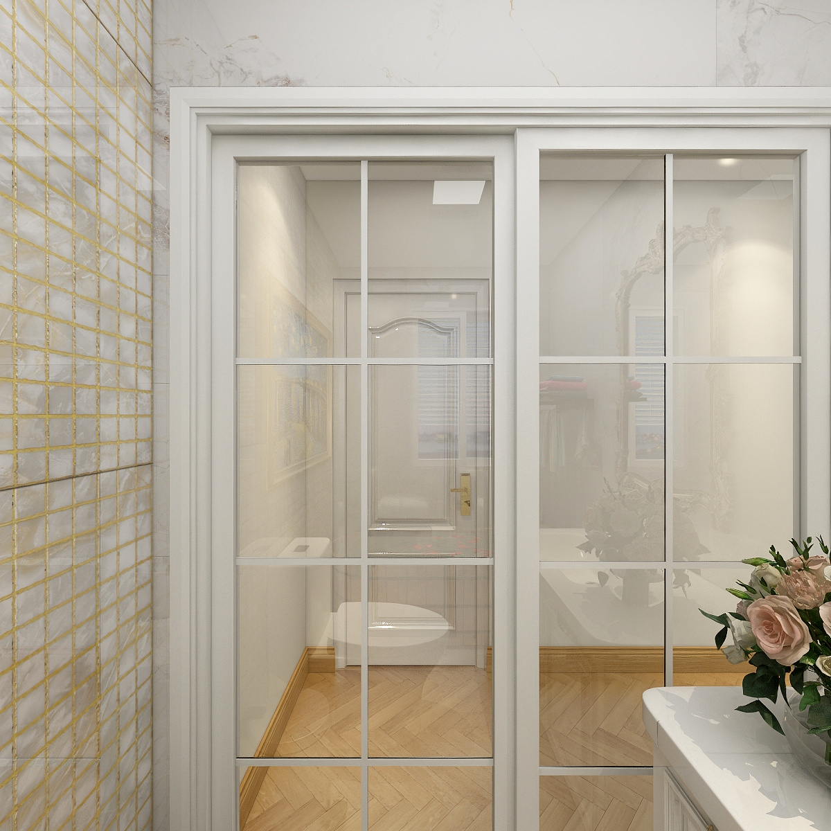 一八八啊九六五二二二五零-111平-法式三居室一层卫生间装修效果图第3张