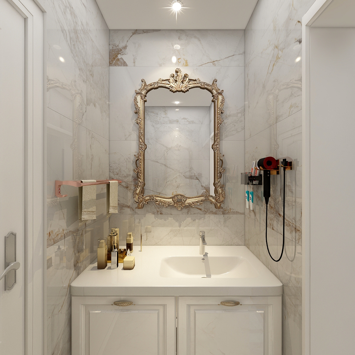 一八八啊九六五二二二五零-111平-法式三居室一层洗手区装修效果图第3张