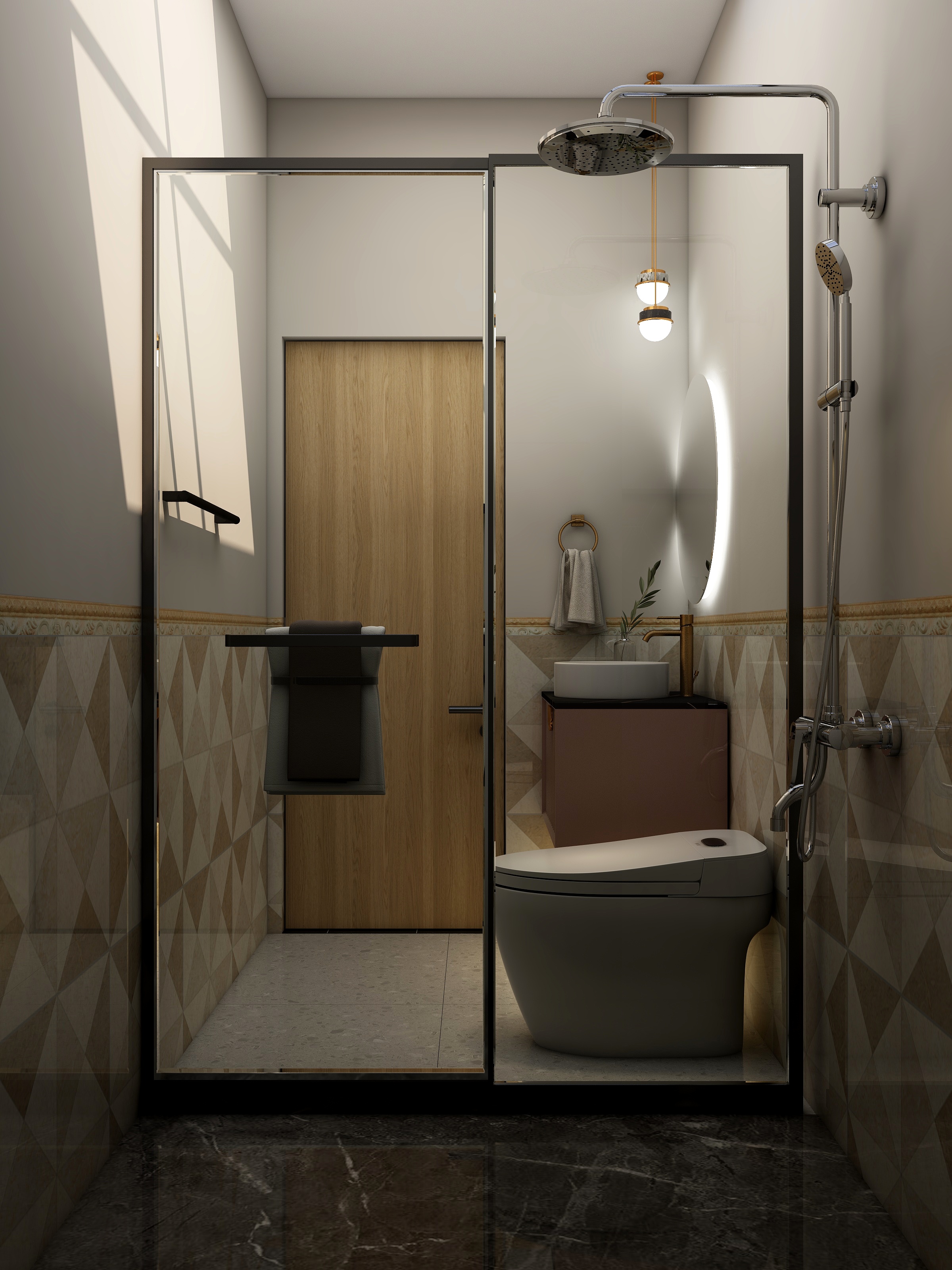 李立猛-混搭风别墅民宿设计一层公卫装修效果图第1张