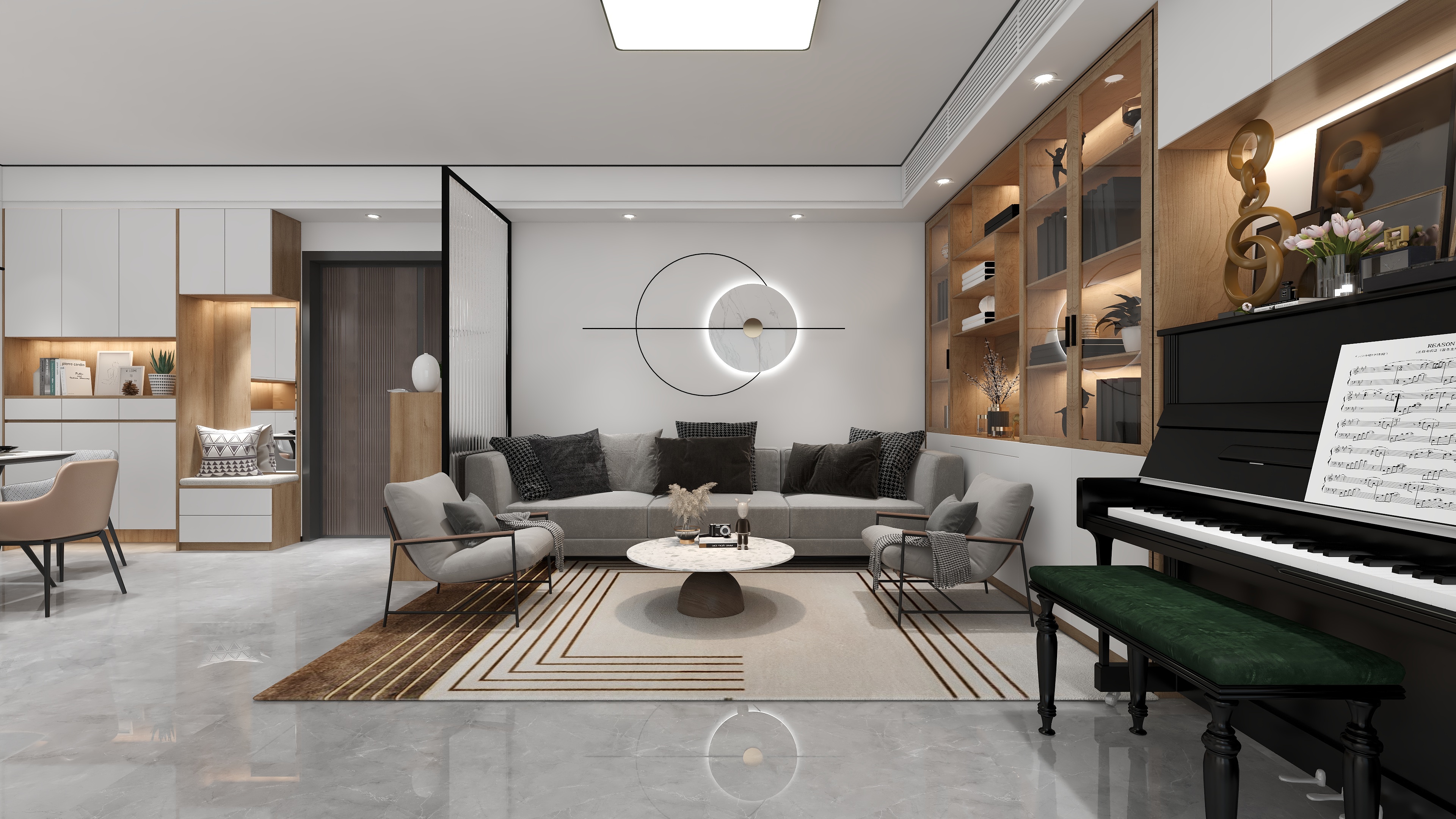 设计师丨胡月平-130平方现代风格四居装修效果图