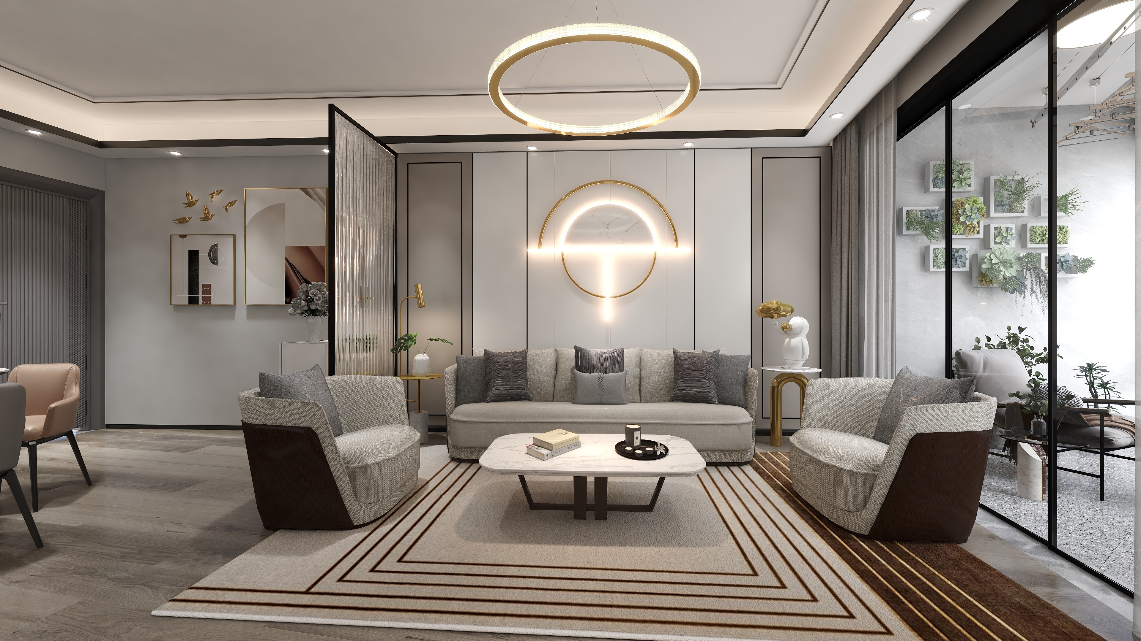 设计师丨胡月平-128平方现代轻奢三居装修效果图