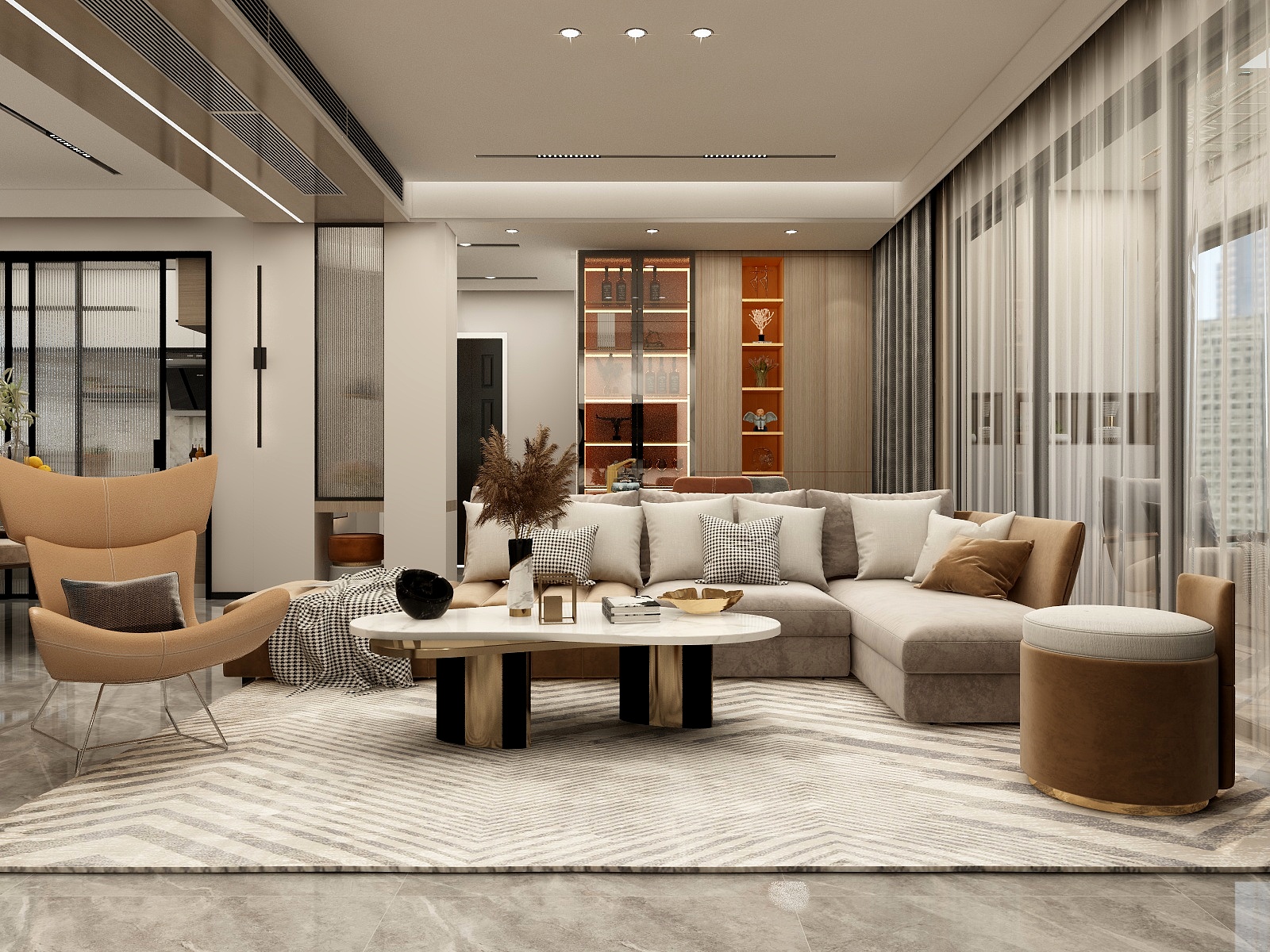 张旭-『翻新』149平|平层四房现代轻奢装修效果图