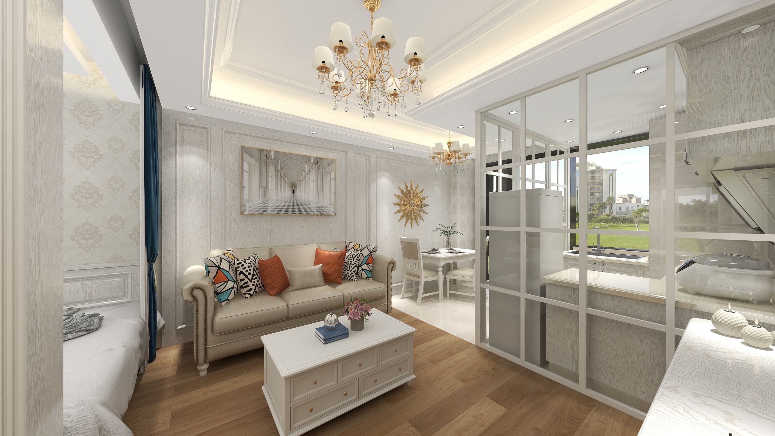 李芳洪-欧式-单身公寓-40²装修效果图