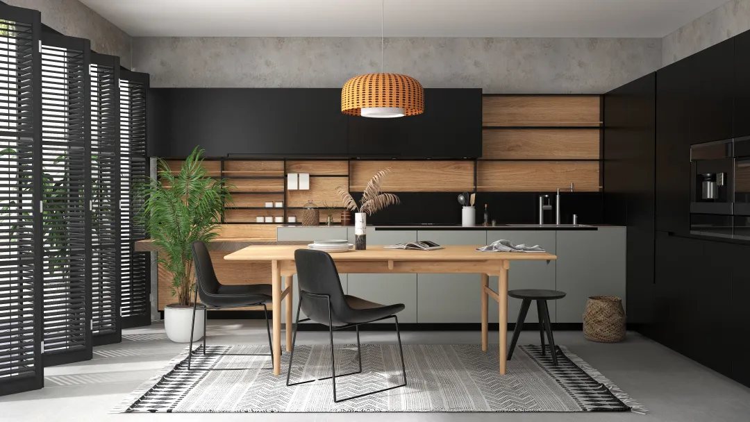Checkmydesign的装修设计方案:Black and wooden kitchen