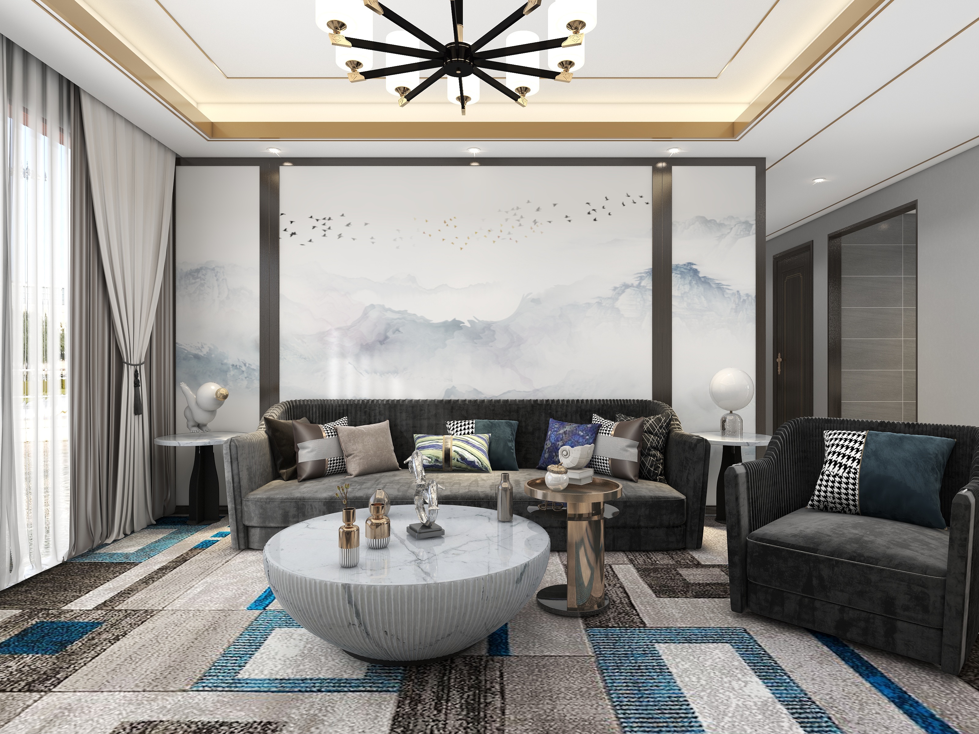 吴爽-新中式风格三房设计装修效果图