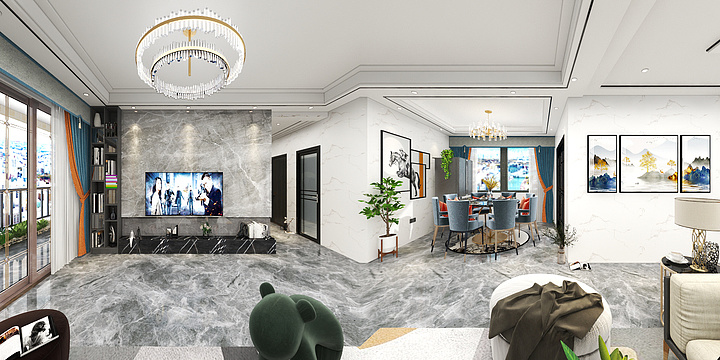 赫拉克利特-信鸿5栋3001潭总雅居3D效果图-装修设计方案