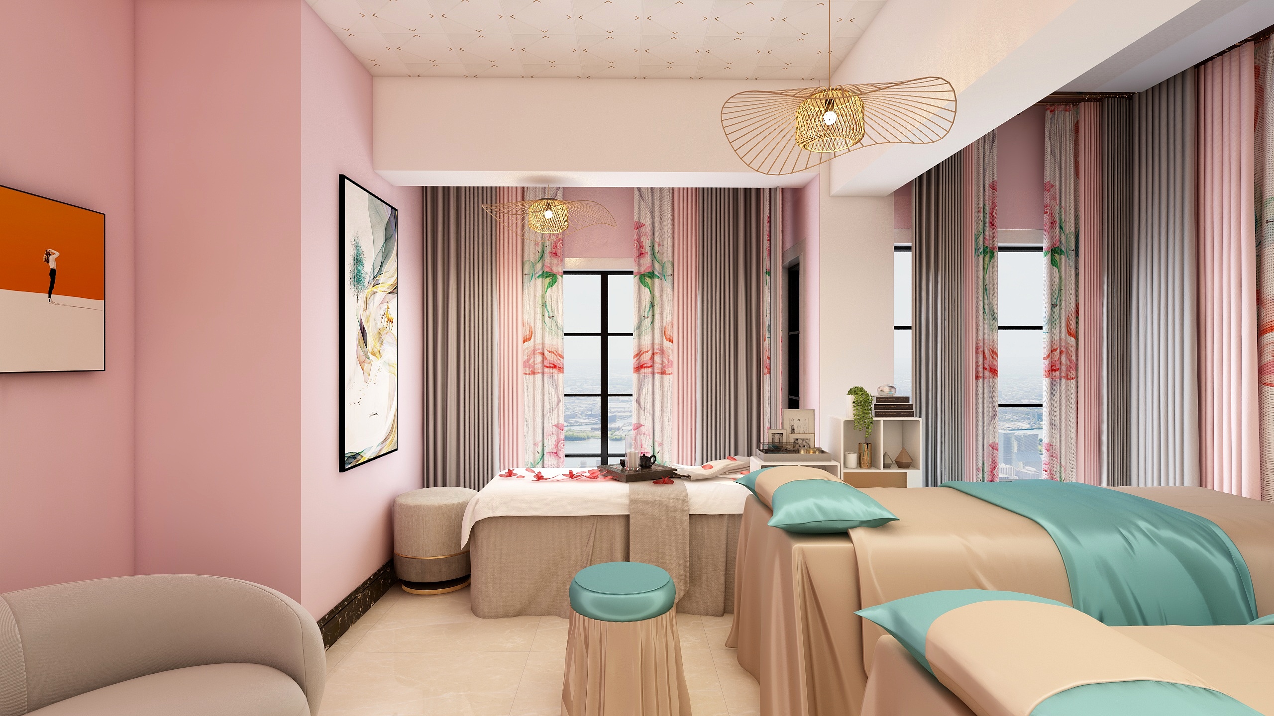 沃宜室内装修设计-60平美容工作室-装修设计方案