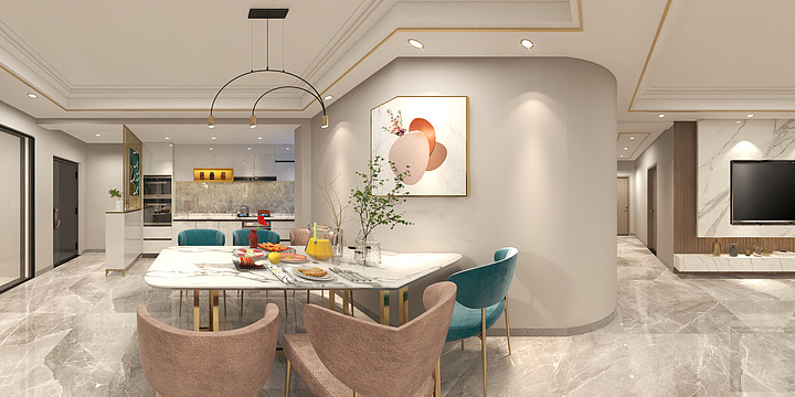 复古草莓-华御设计院设计师：宋晓华、顾倩倩金色阳光-装修设计方案