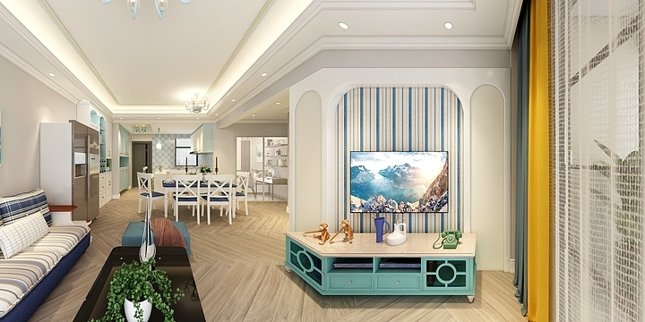 鼎盛空间丨陈工-麻涌黎太B607户型-地中海-装修设计方案