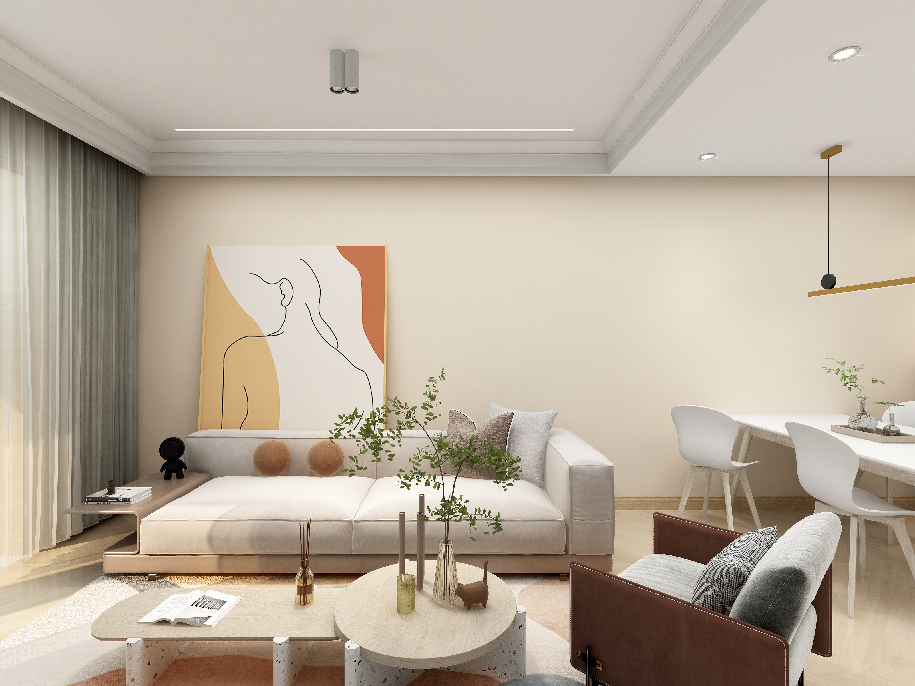 郭宏伟-暖色系北欧-装修设计方案