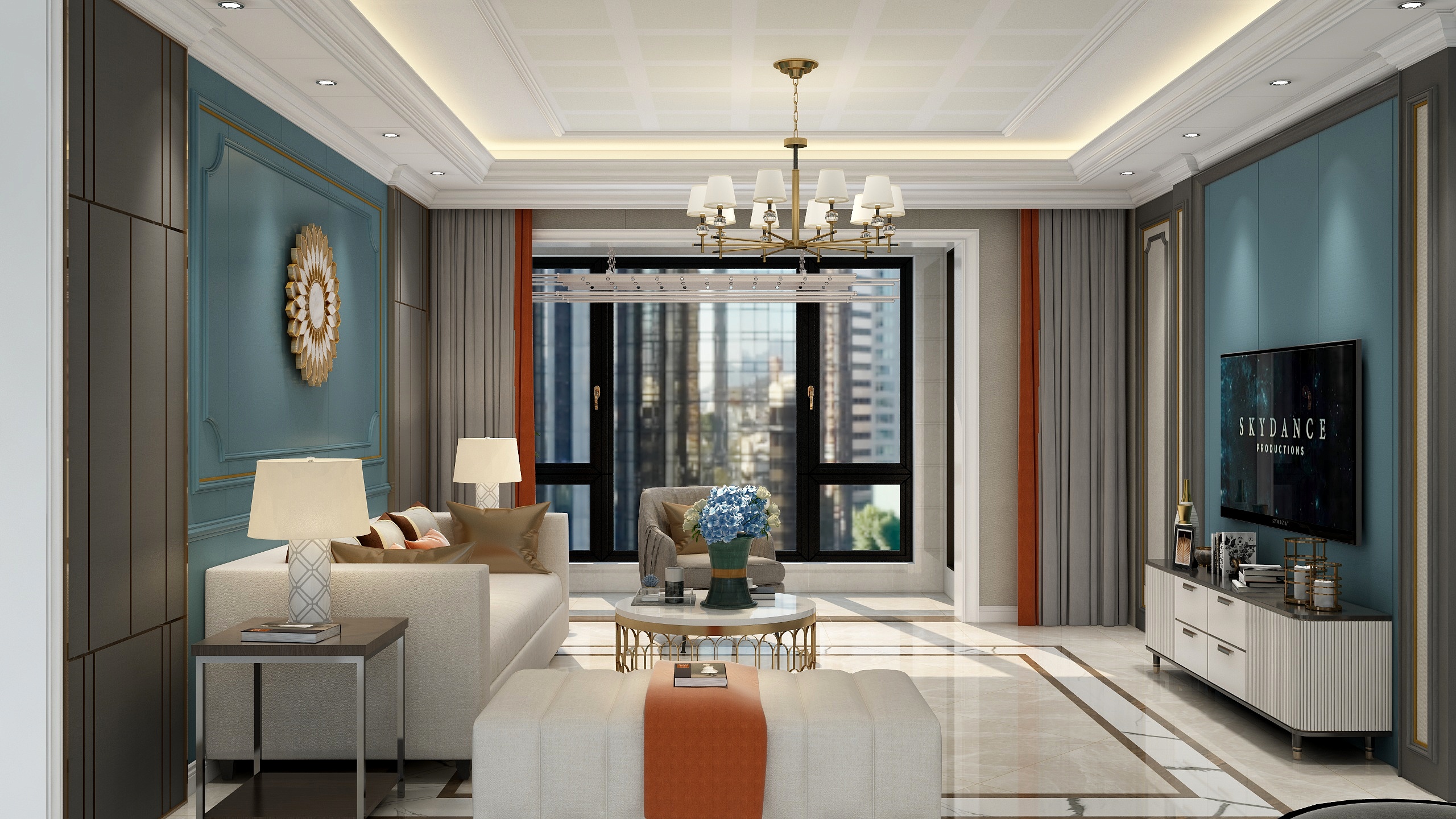 梁菲QQ-简欧风格140平米装修效果图