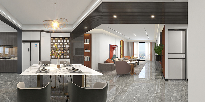 JR~-客餐厅无主灯设计-装修设计方案