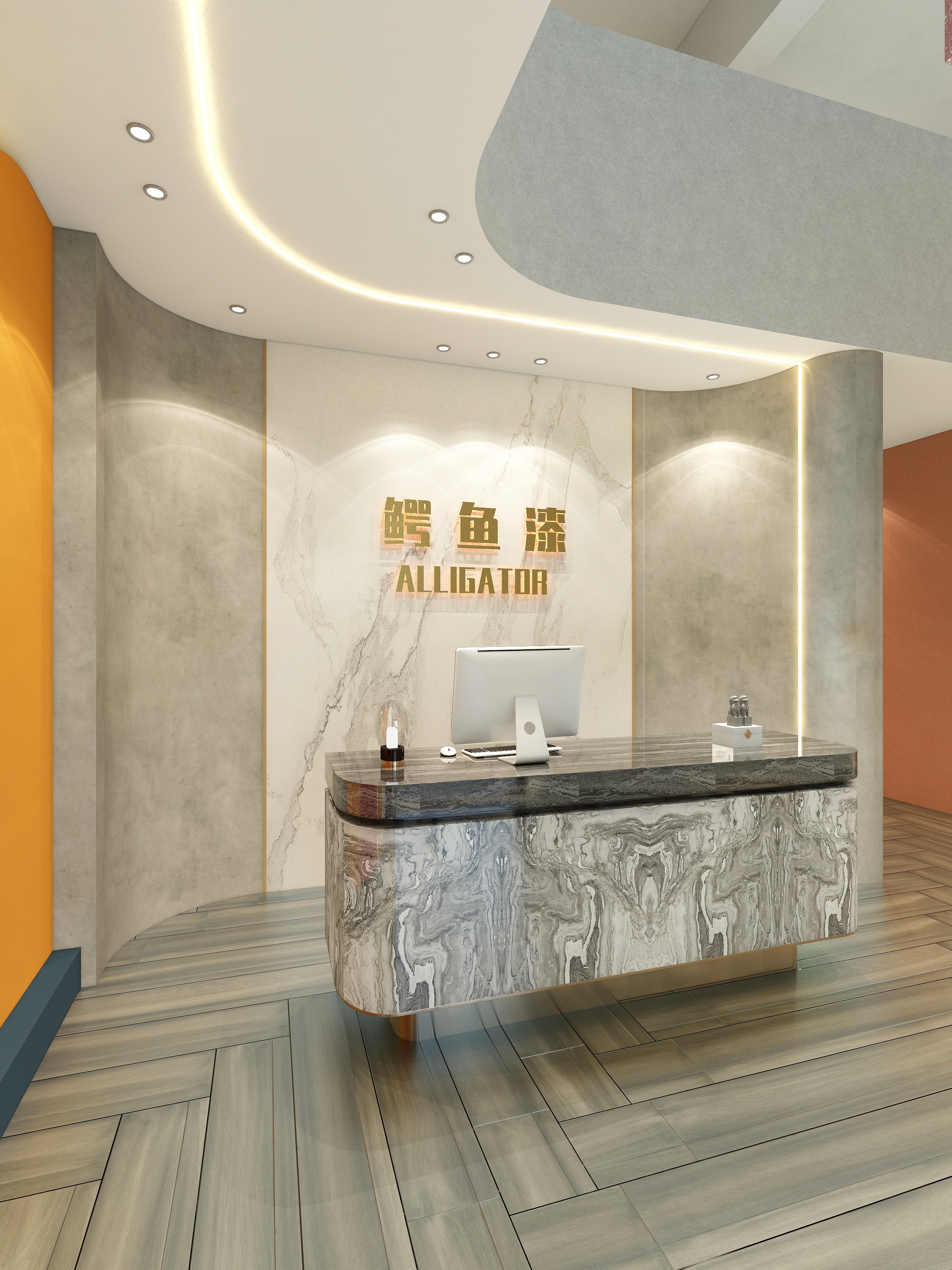 D空间设计事务所-鳄鱼漆-现代流线型-装修设计方案