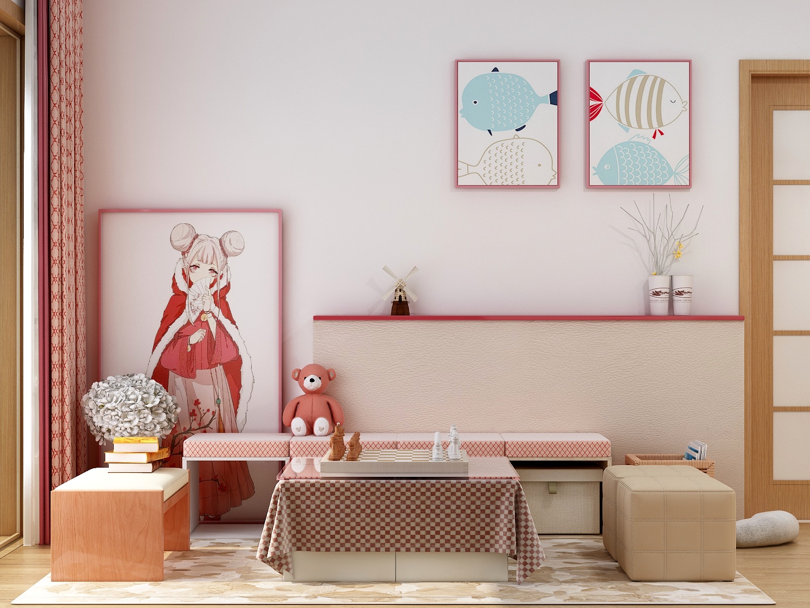 亚子设计姜迪-姐妹之家：61㎡现代简约（女生合租房）-装修设计方案