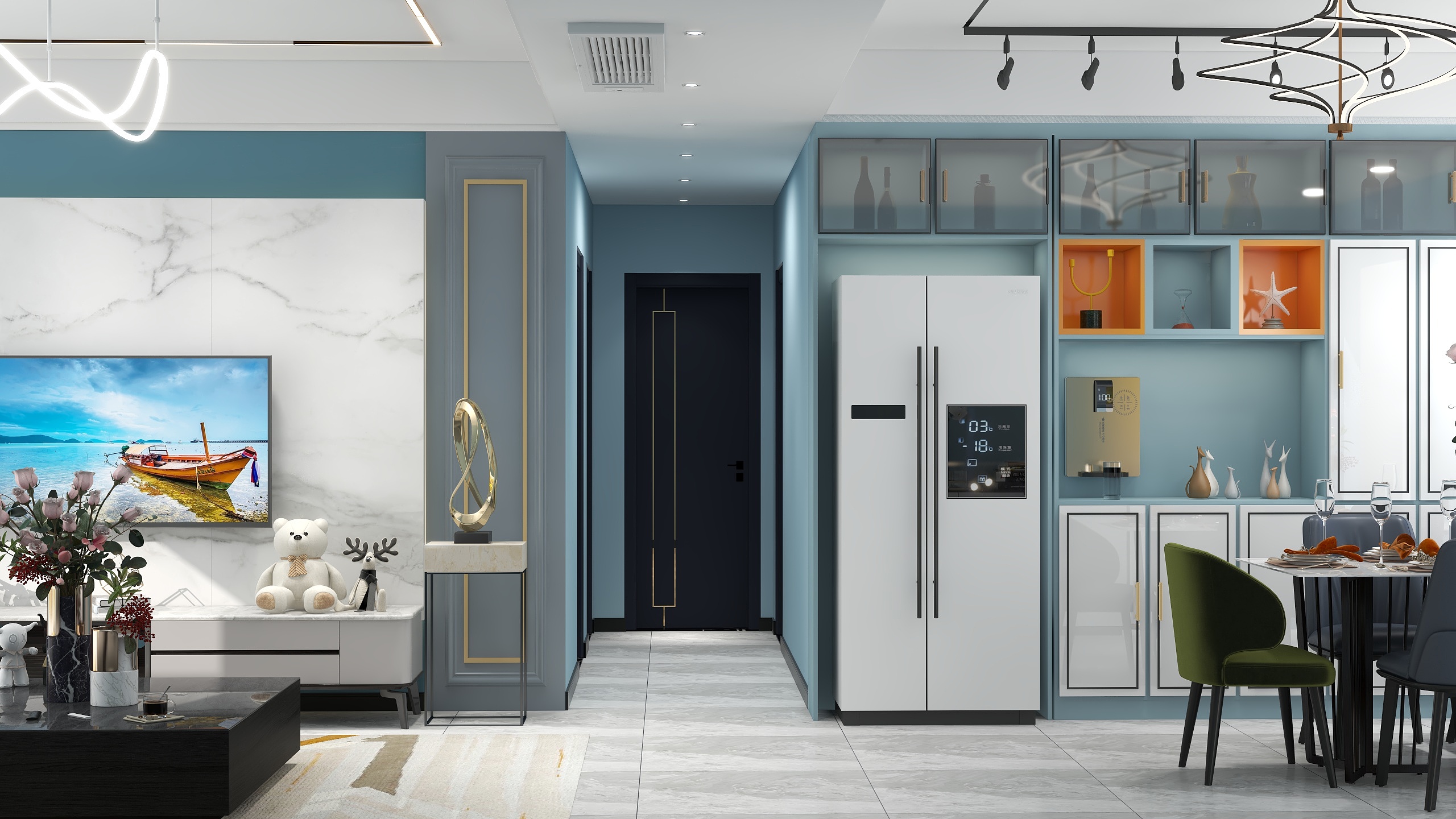 奇怪宣生-长虹百花沁苑--蓝调-装修设计方案