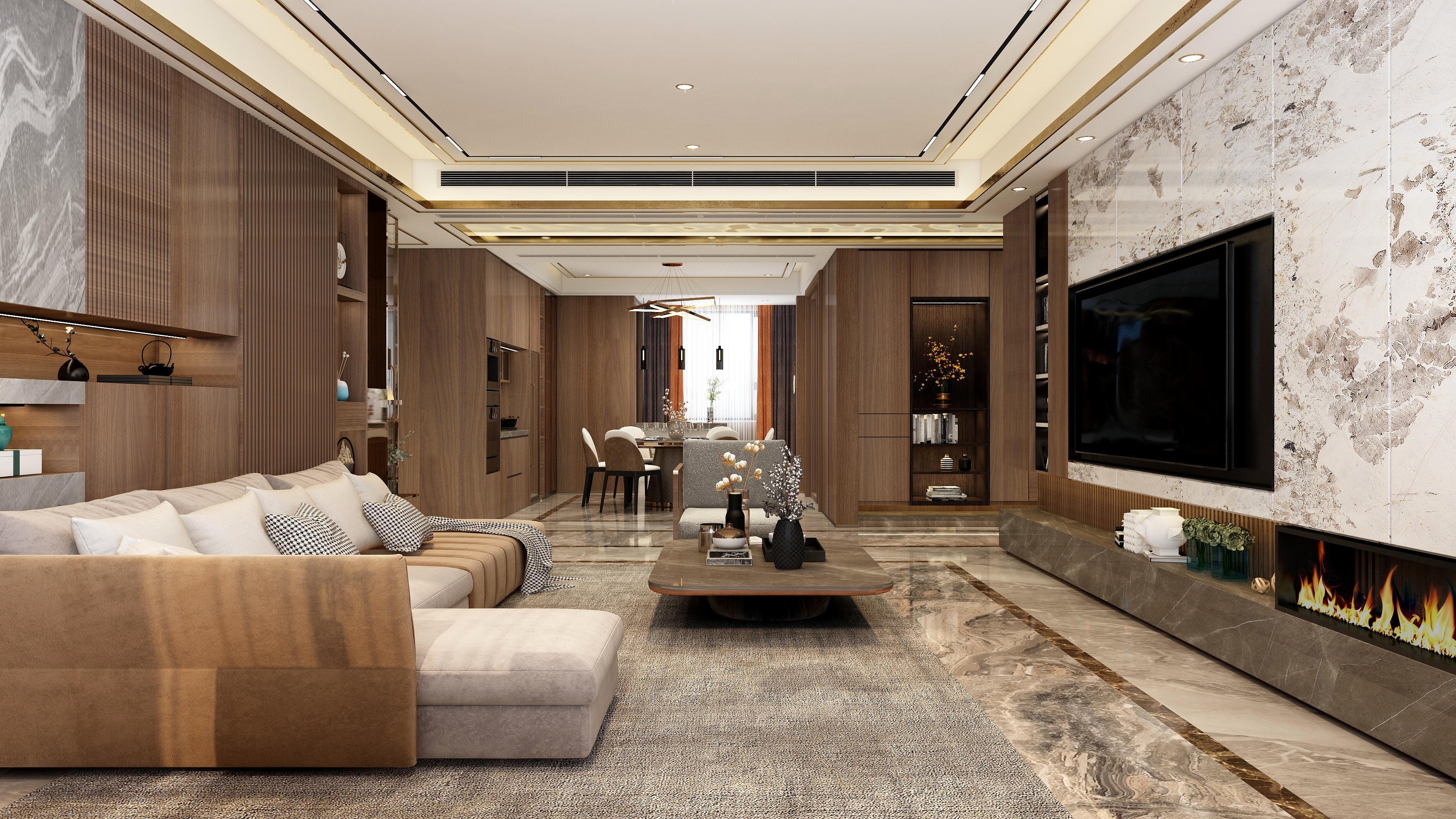 张煜强煜境设计-《人民教师》一247平米混搭新中式轻奢三房装修效果图