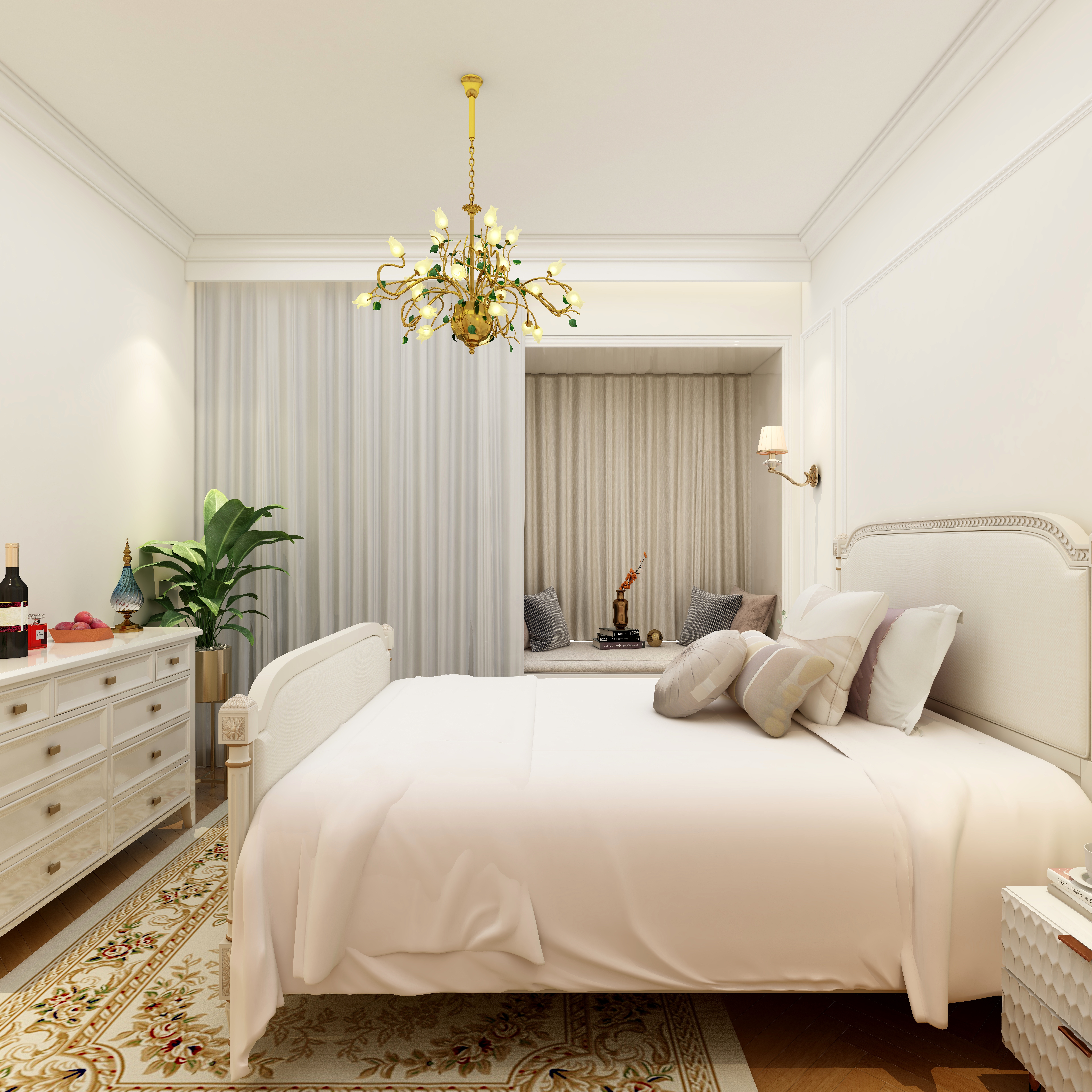 湛智华-法式110平3房重庆中商两江公馆一层主卧装修效果图第2张