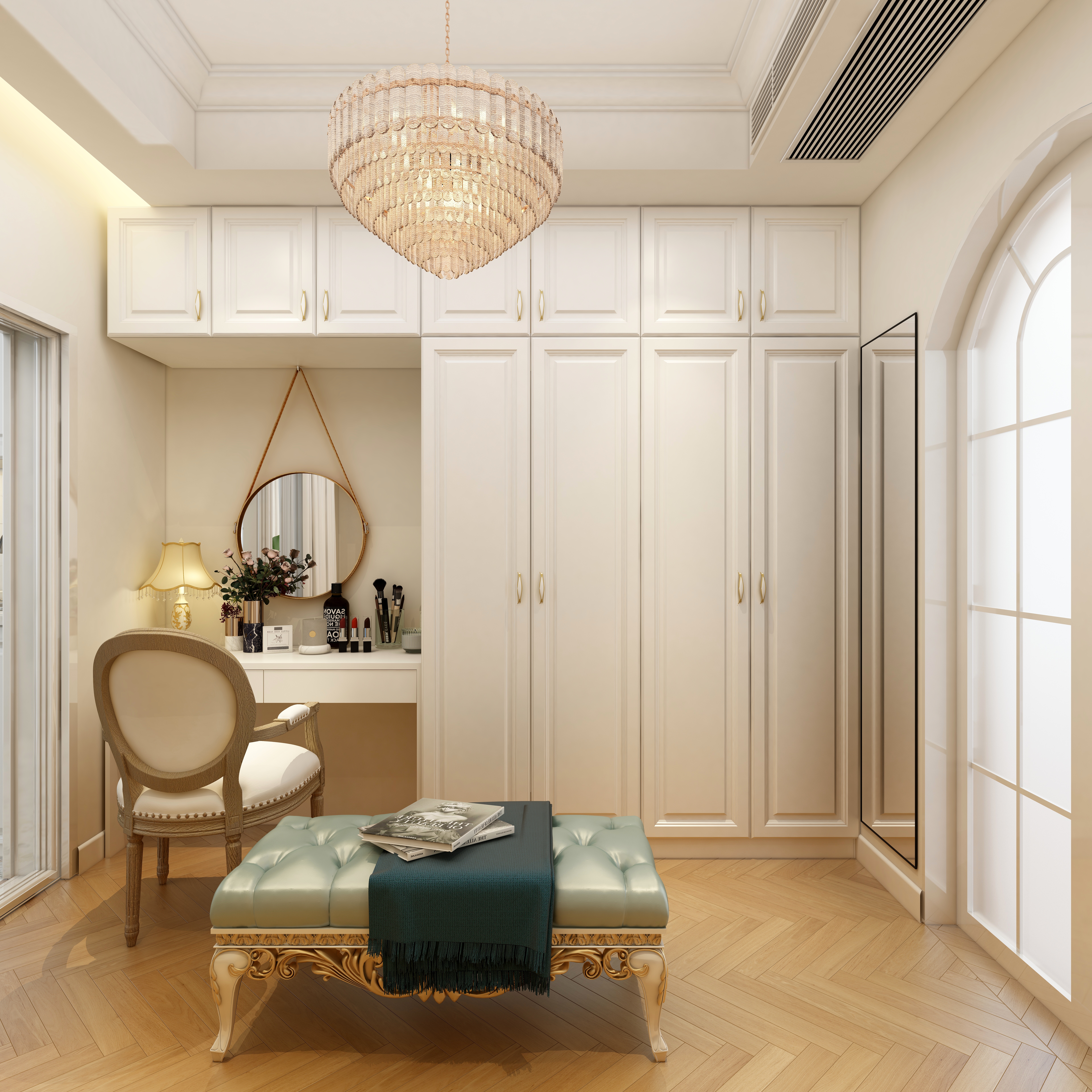 湛智华-法式110平3房重庆中商两江公馆一层衣帽间装修效果图第2张