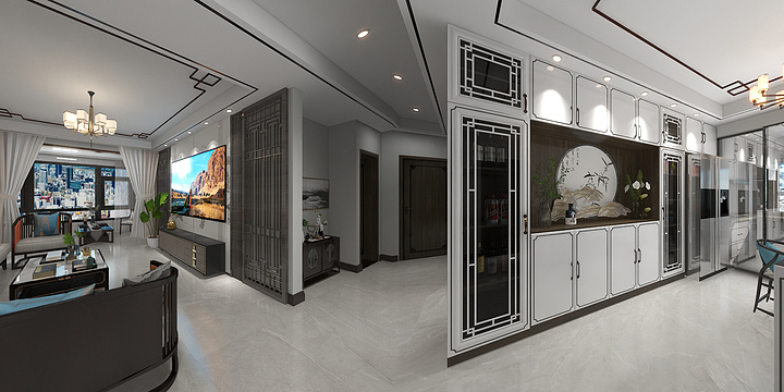 富县强盛装饰-翡翠159新中式样板-装修设计方案