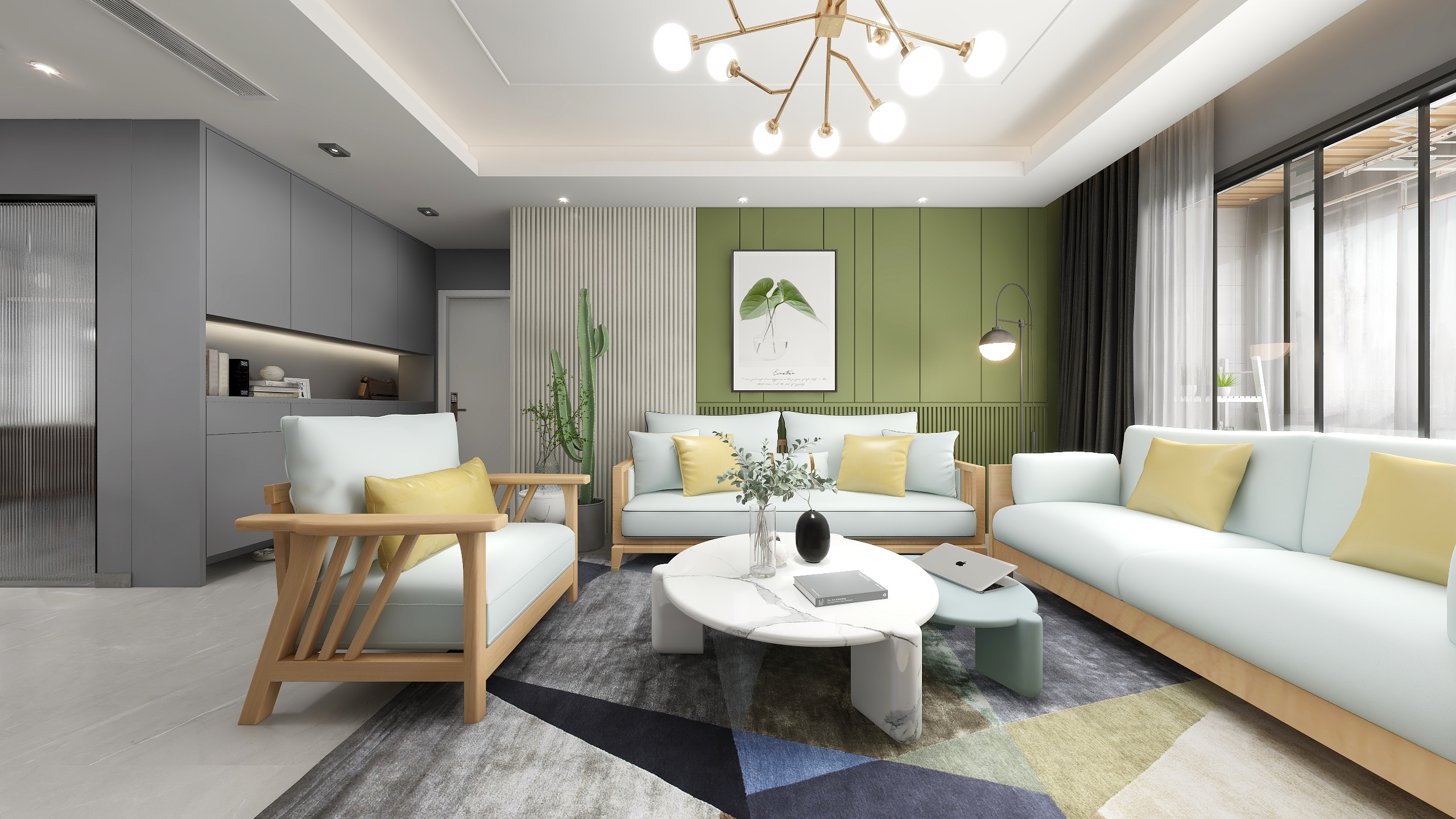 老妖怪做设计-30平北欧风客餐厅-万源.雅筑【徐特】装修效果图