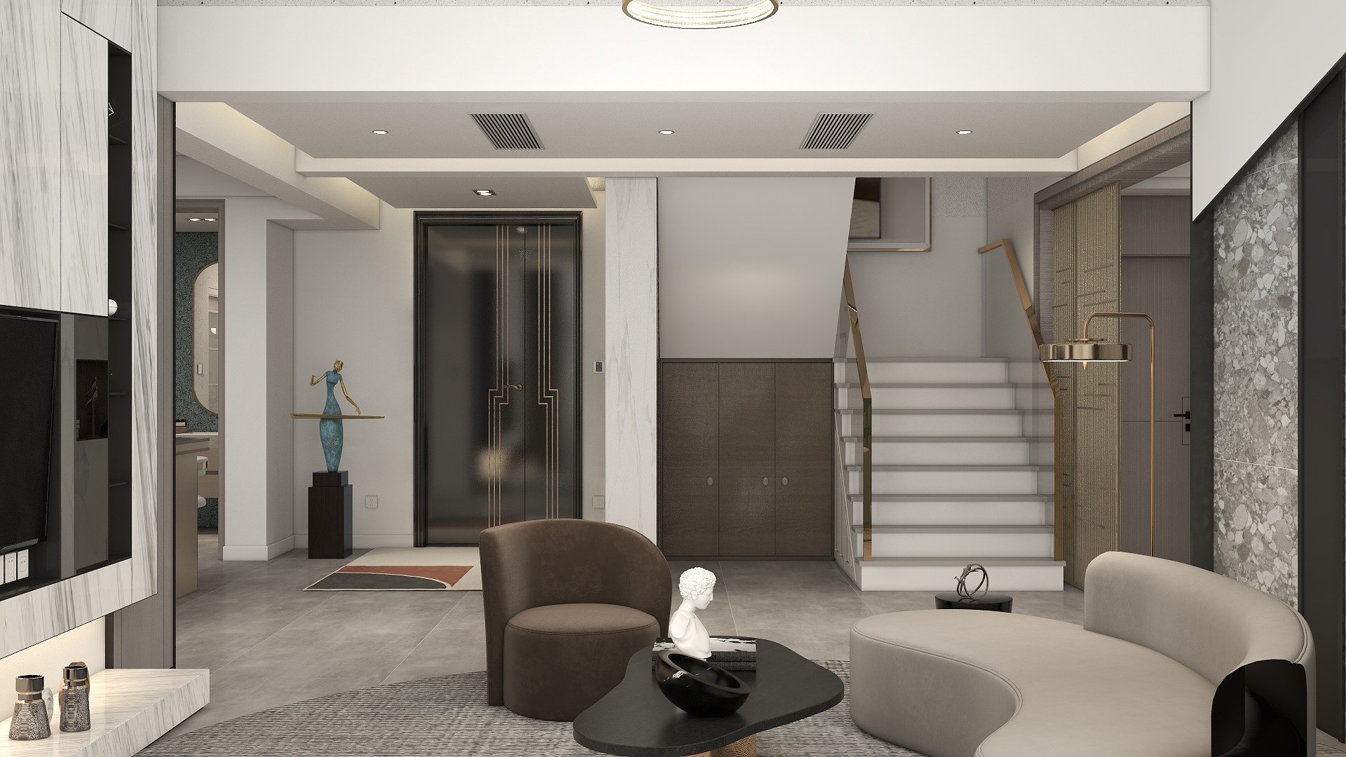 设计一部iUyO-现代轻奢两层别墅装修效果图