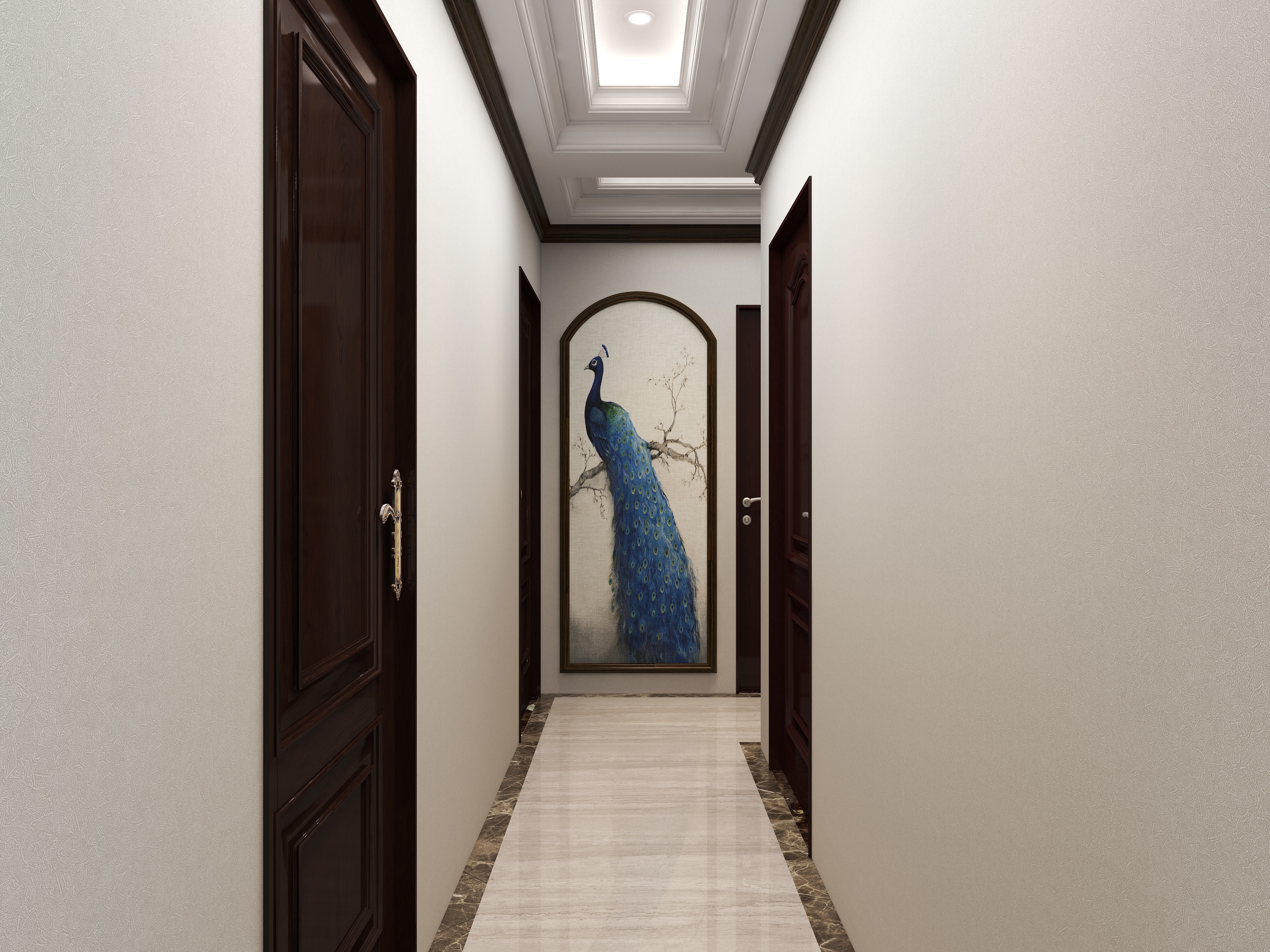 羽非设计-《书香门第》-140平方美式4居一层过道装修效果图第1张