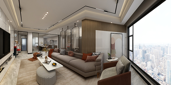 拾艺|唐伟-时代龙城效果图-装修设计方案