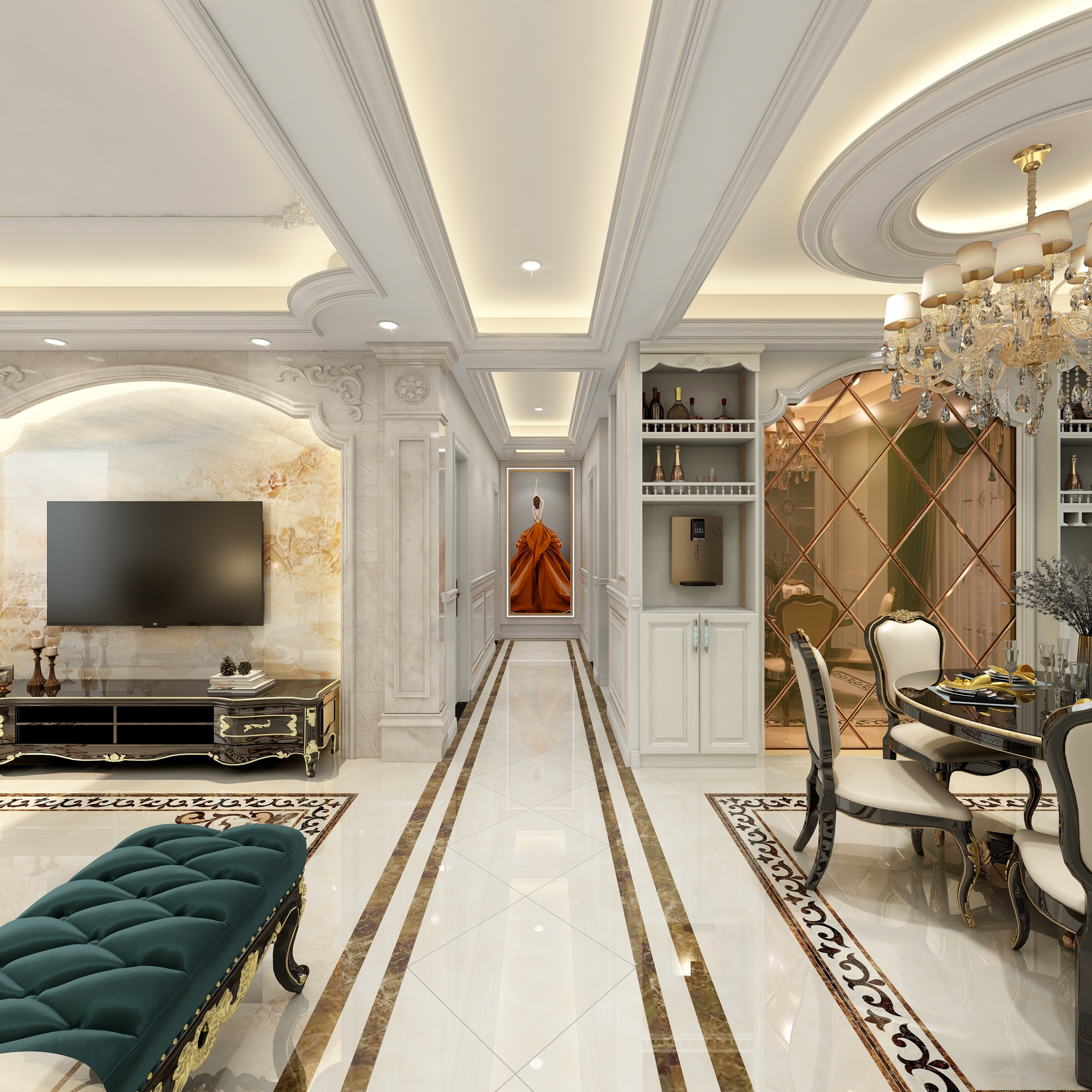 朱亚球-欧式四房-大平层装修效果图