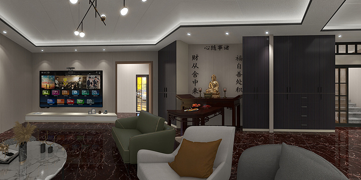 福建英都10734-山兜陈总大厅改造-装修设计方案