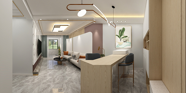 设计师小狼ii-德信海德公园83.00㎡A2’3室2厅1卫1厨-装修设计方案