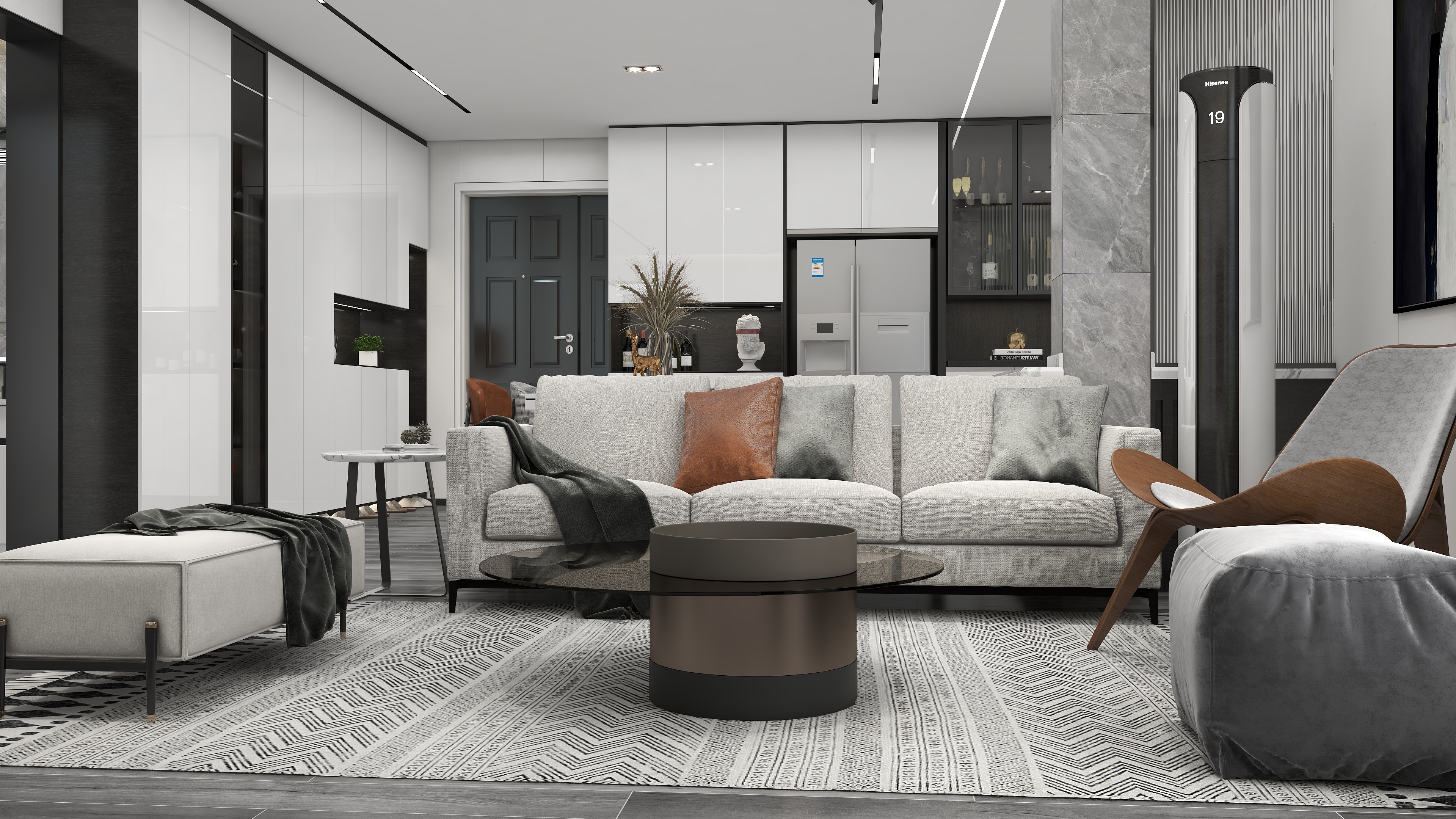 柏壹设计工作室-北京水郡长安-灰白极简风装修效果图