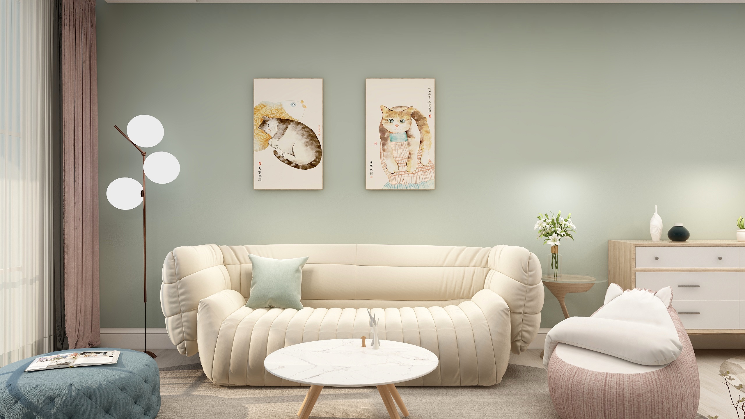 唐羽悠-德信海德公园83.00㎡A2’3室2厅1卫1厨装修效果图