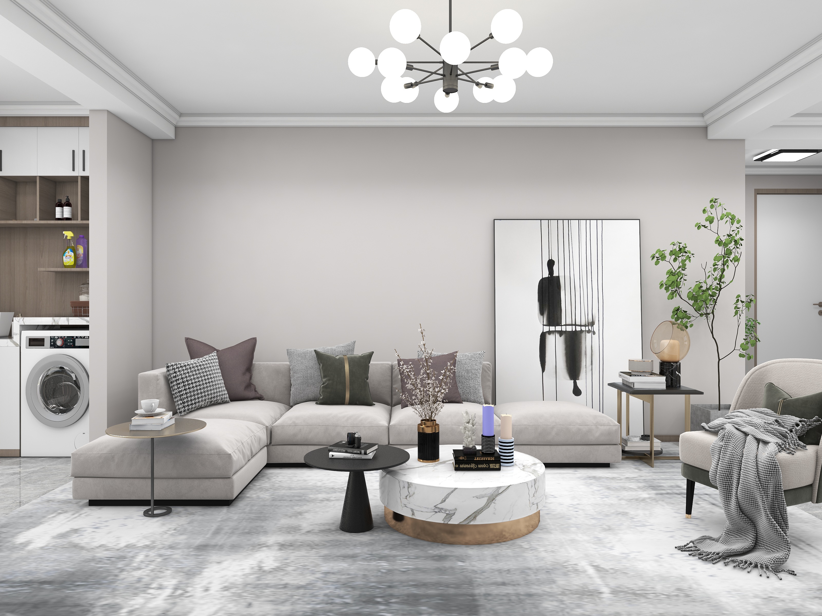 吴爽-现代简约风格三房设计装修效果图