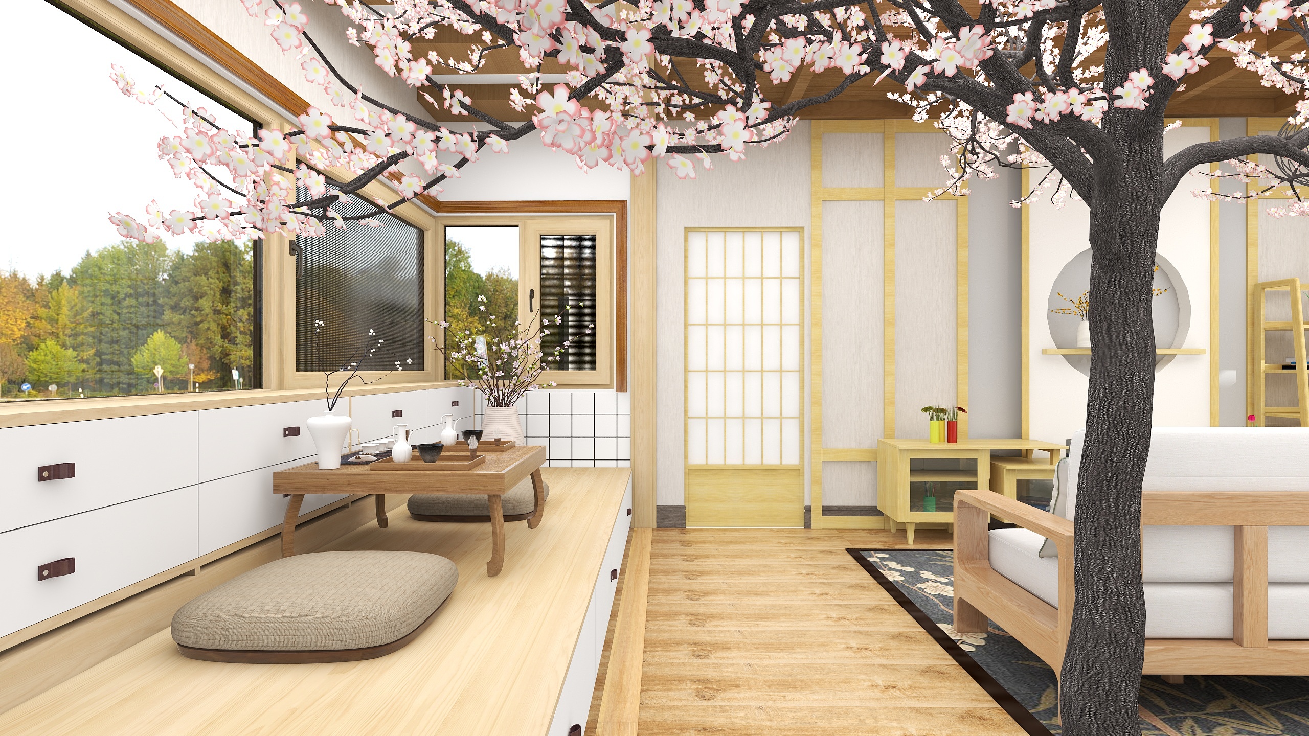 画画的矢车菊蓝-龙潭2日式77平装修效果图