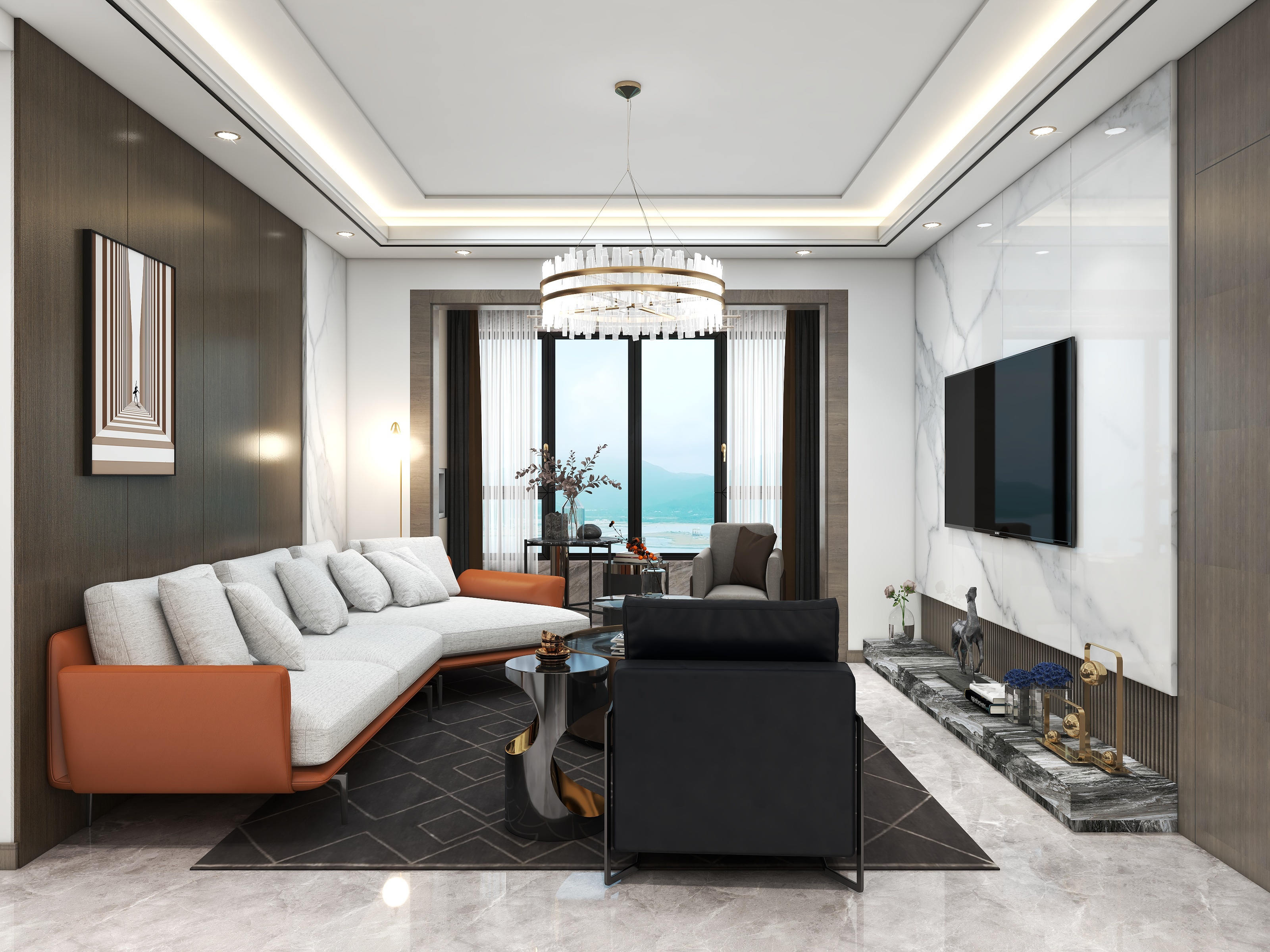 至简名设一钱春-108平现代风格三居室【慧】装修效果图