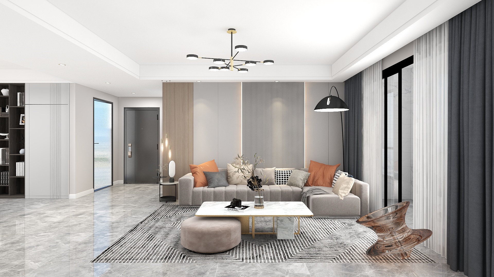 一品设计YP-123m²现代简约装修效果图