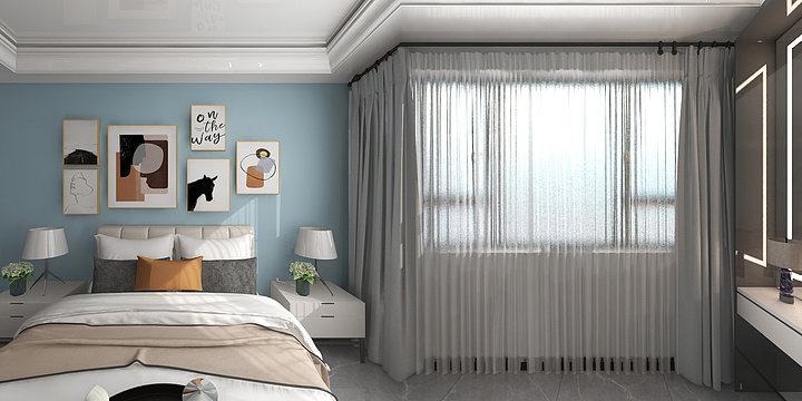 聿沛室内设计-客餐厅卧室设计-装修设计方案